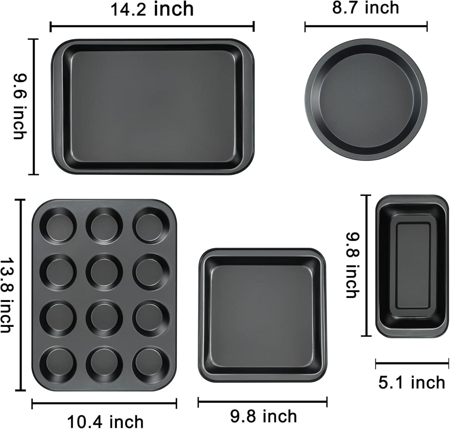 5-Piece Nonstick Carbon Steel Bakeware Set in Black