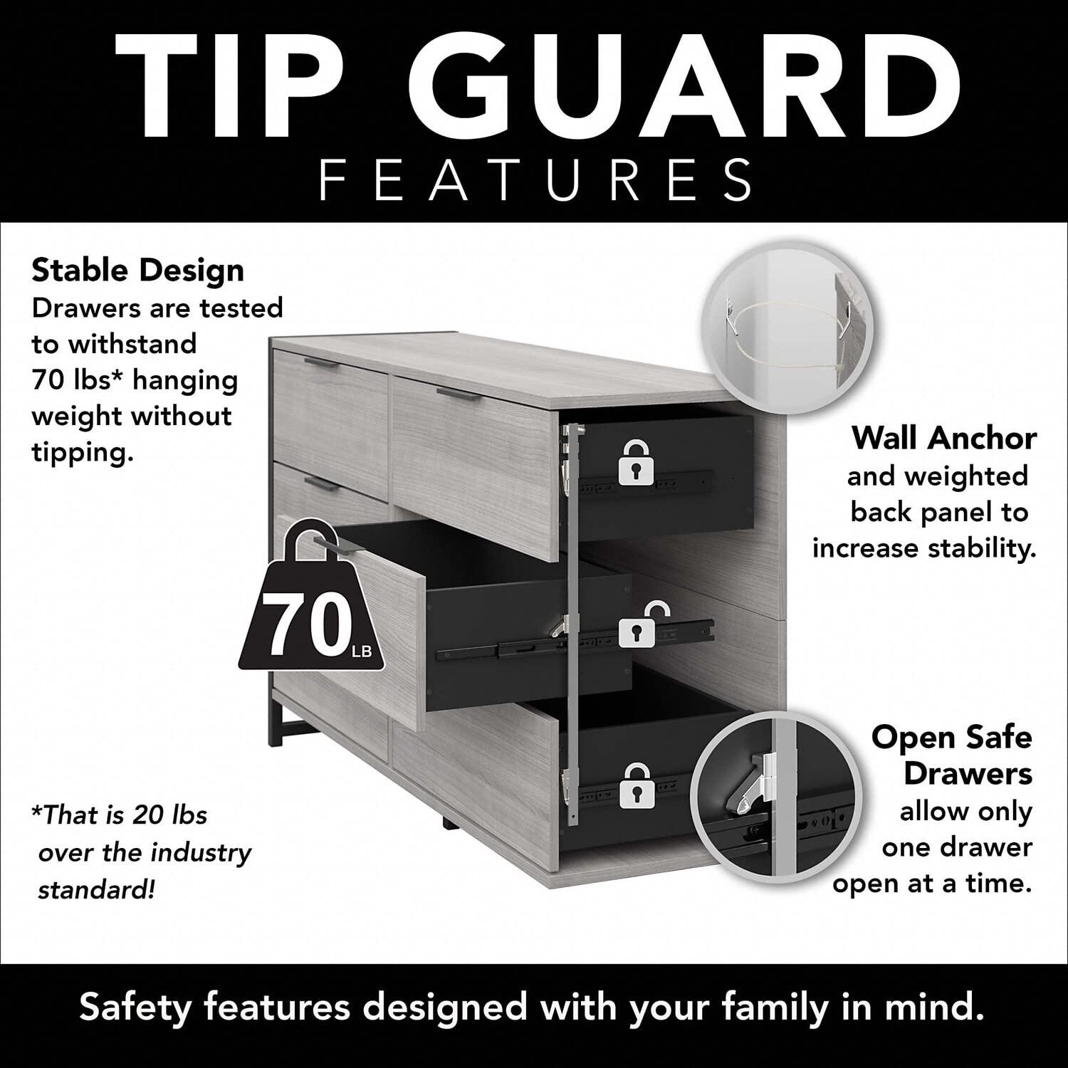 Bush Furniture Atria 6 Drawer Dresser in Modern Hickory