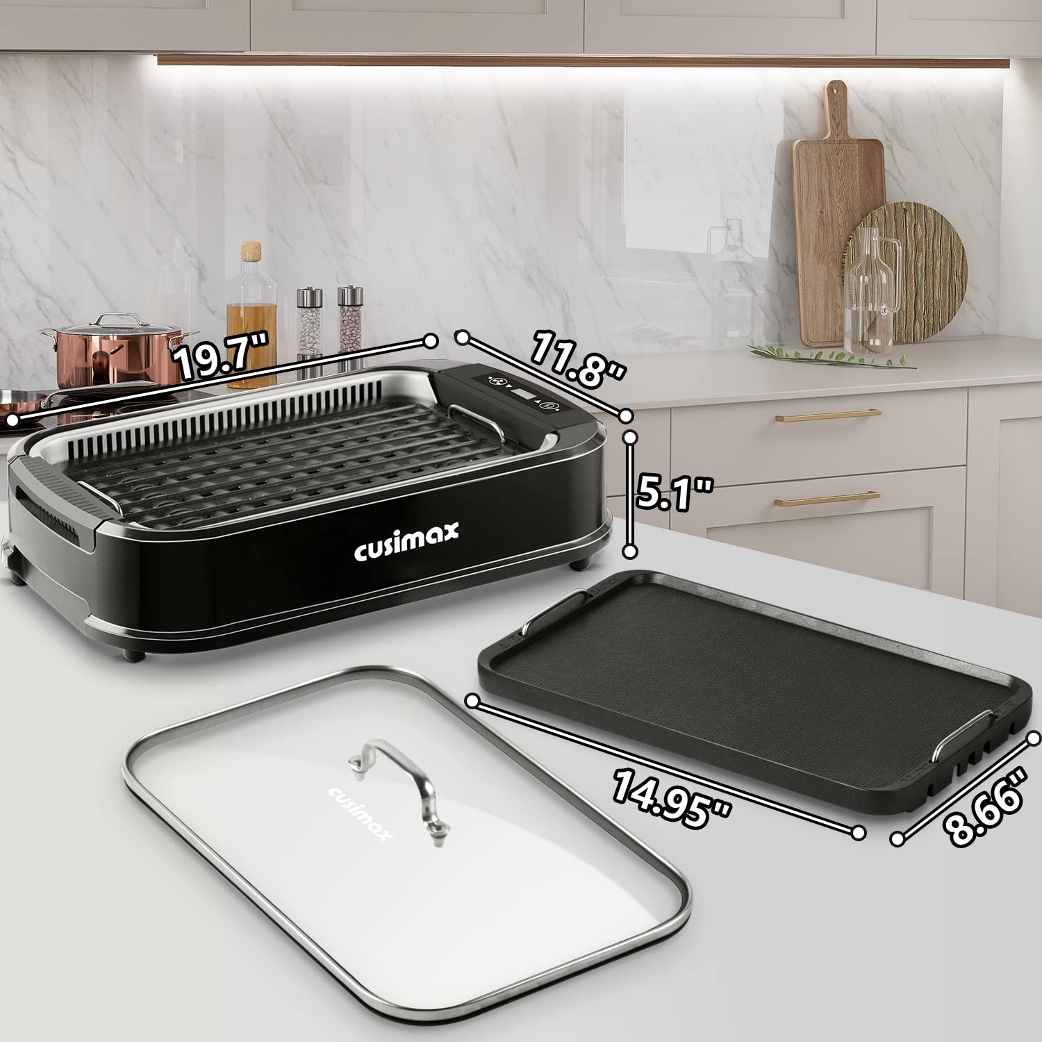 Cusimax Electric Portable Indoor Smokeless Grill, Double Plates (Black)