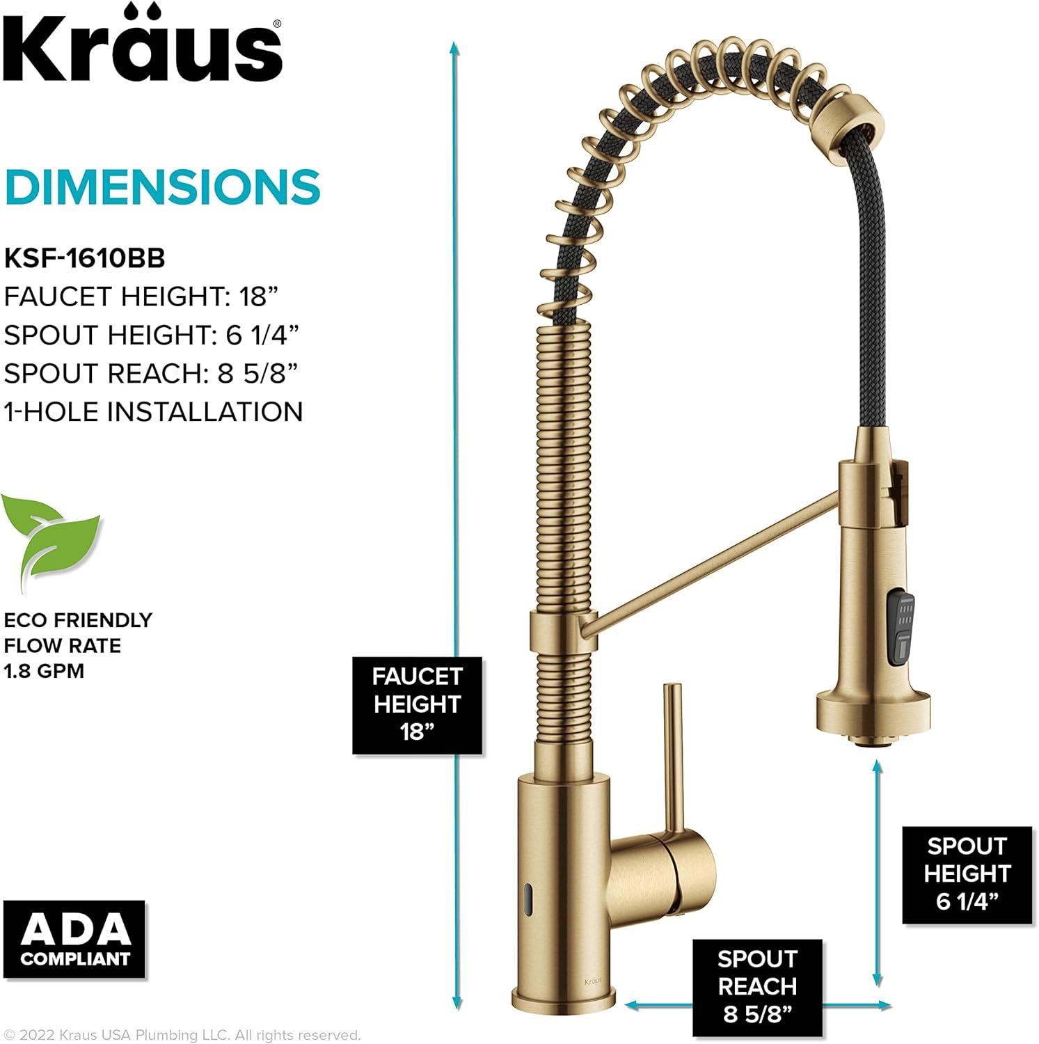 Kraus Bolden Touchless Sensor Commercial Style 2-Function Single Handle Pull-Down Kitchen Faucet