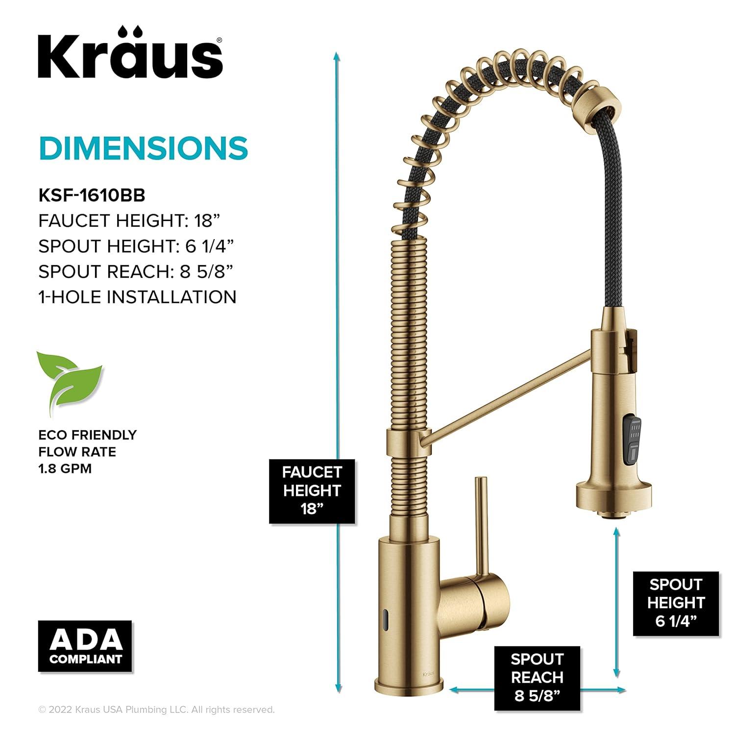 Kraus Bolden Touchless Sensor Commercial Style 2-Function Single Handle Pull-Down Kitchen Faucet