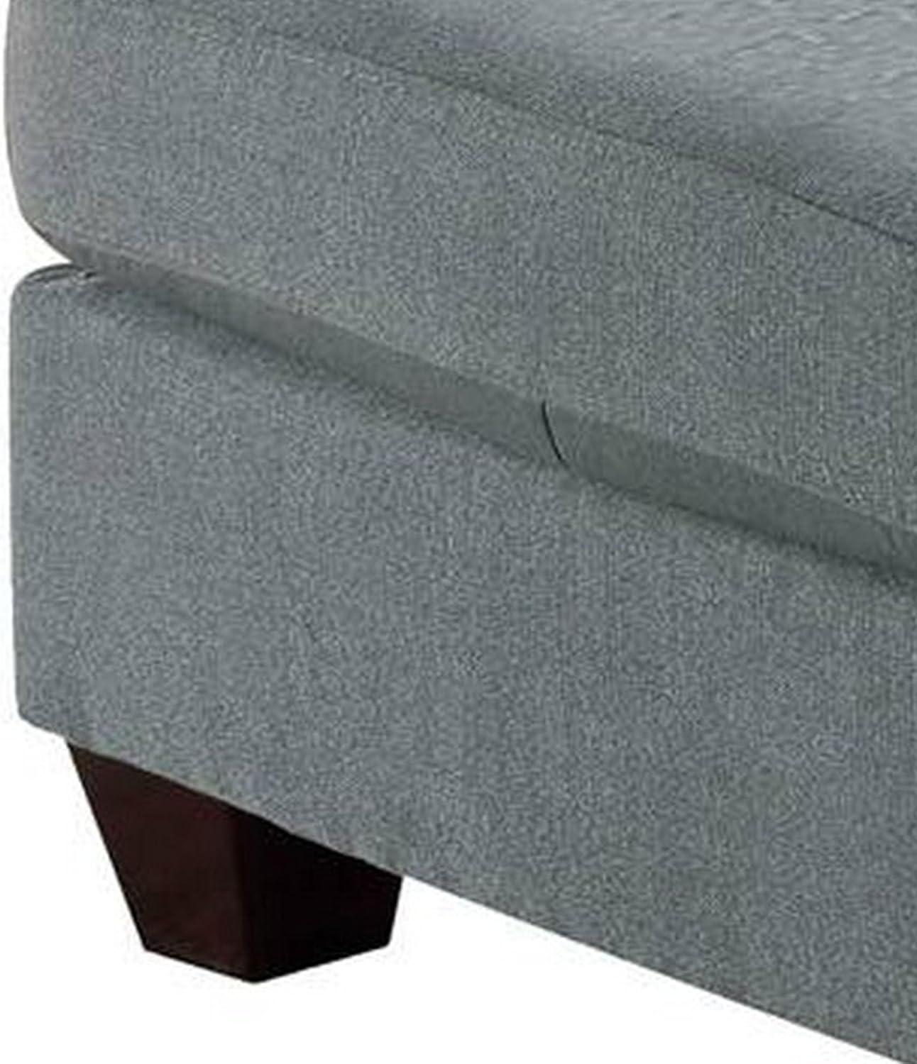 Homestock Natural Beauty Square Ottoman with Gray Linen Upholstery, Plush Foam Seat, Block Legs, 32"L x 26"W x 19"H, Modern Design for Living Room or Bedroom