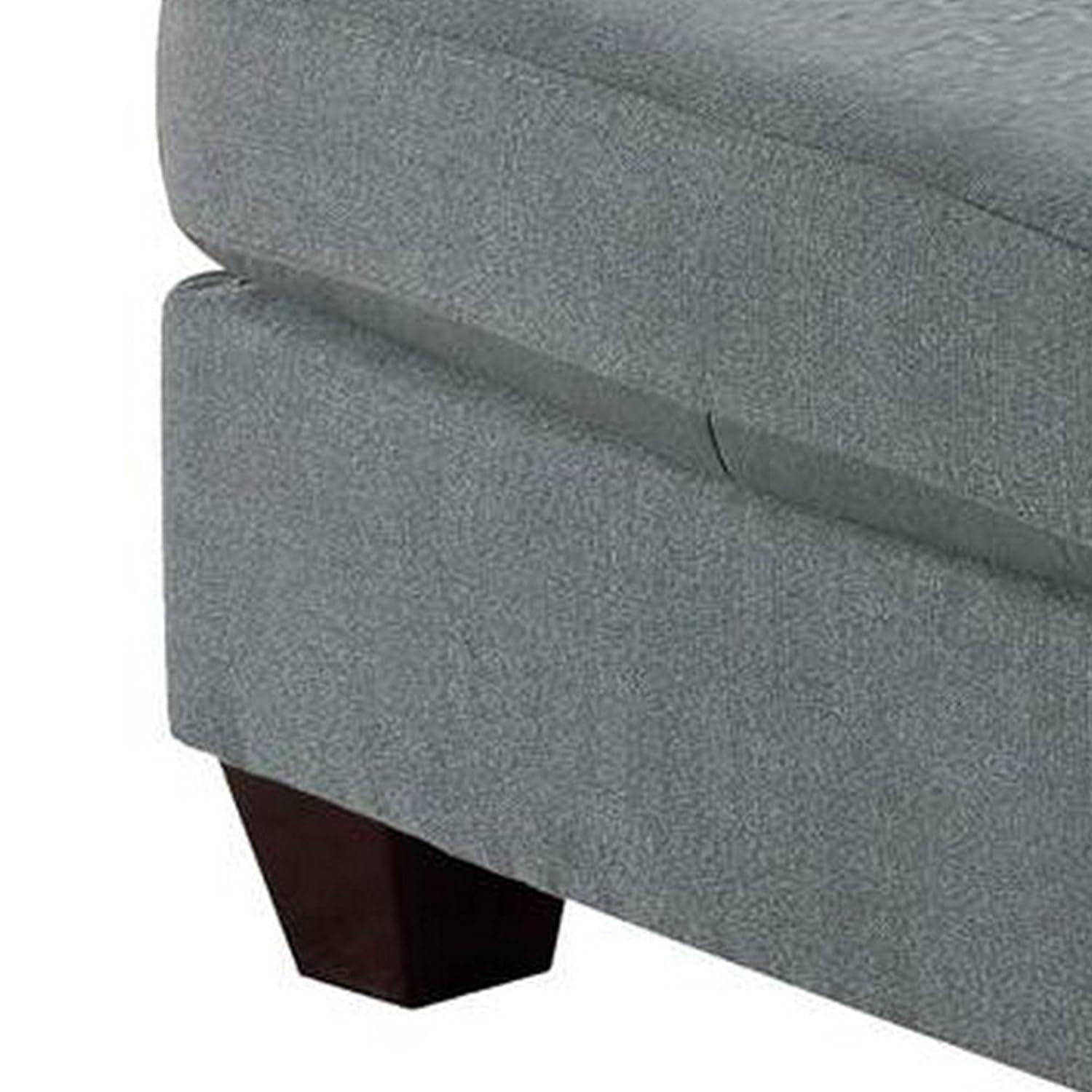 Homestock Natural Beauty Square Ottoman with Gray Linen Upholstery, Plush Foam Seat, Block Legs, 32"L x 26"W x 19"H, Modern Design for Living Room or Bedroom