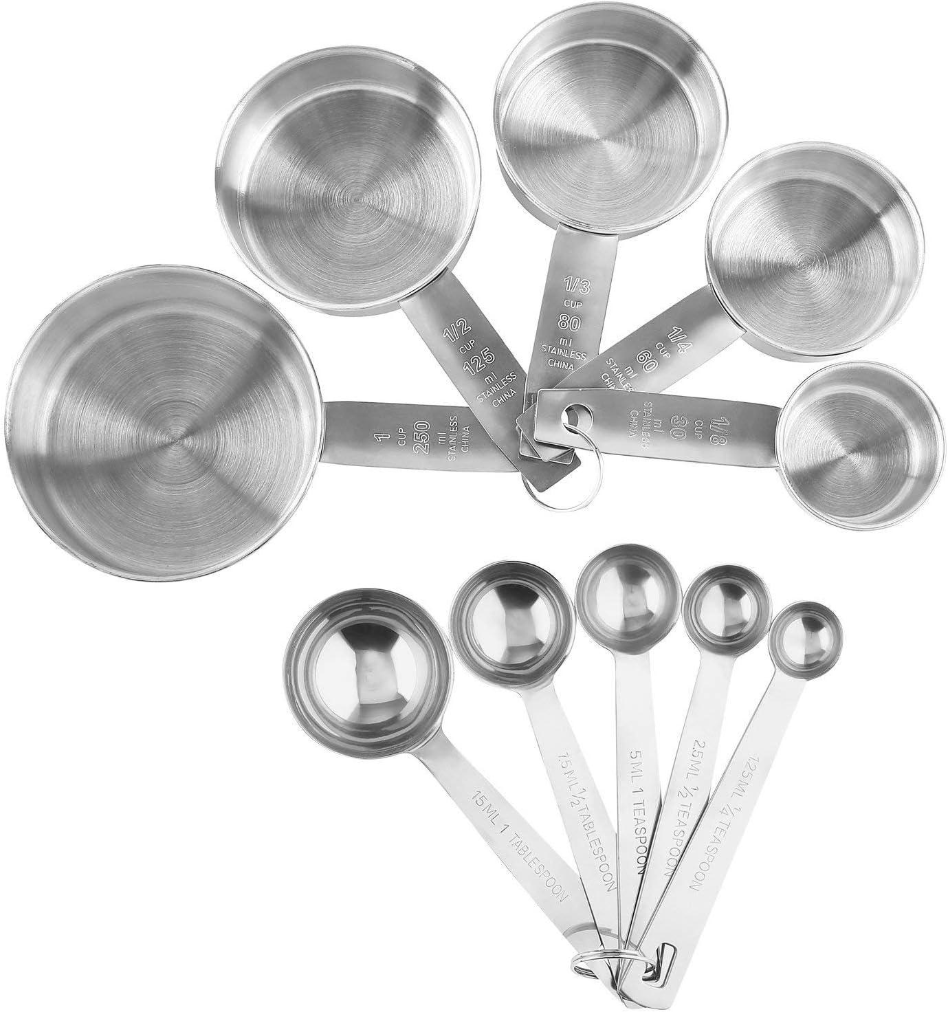 Stainless Steel 10-Piece Measuring Cup and Spoon Set