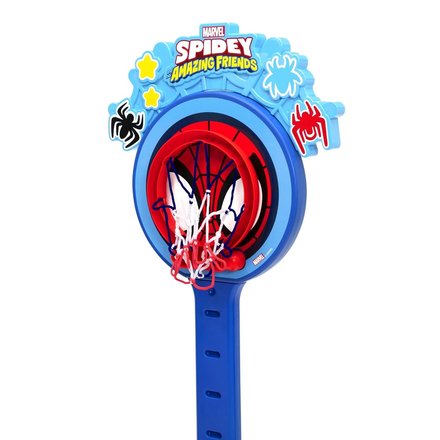 Spidey and His Amazing Friends Plastic Basketball Set by Delta Children – Includes Basketball Hoop, 1 Basketball and Ball Pump