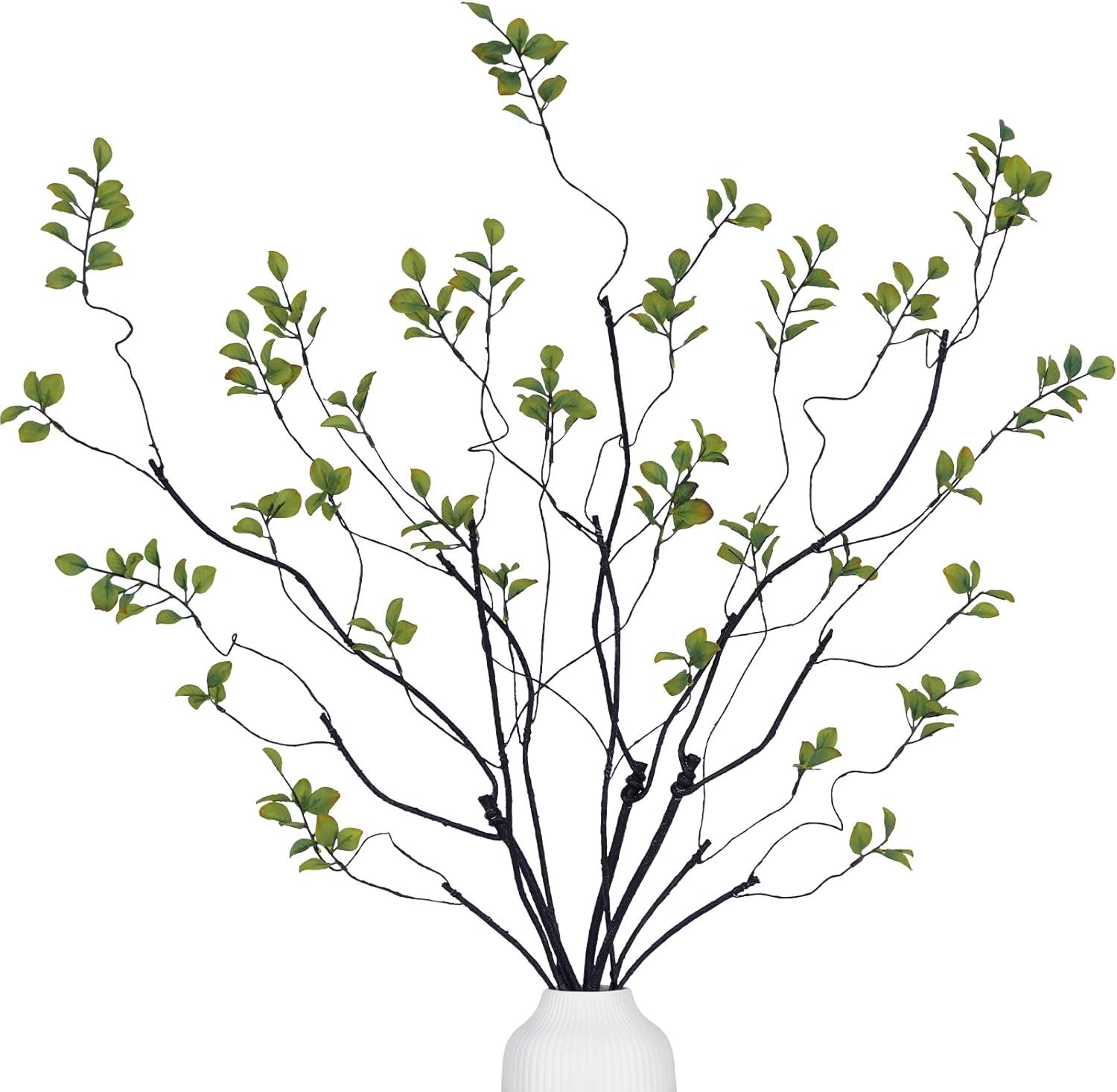 3pcs Artificial Ficus Branches - Lifelike Greenery for Vase | Faux Eucalyptus Banyan Twig Plants for Home, Wedding & Office Decor -