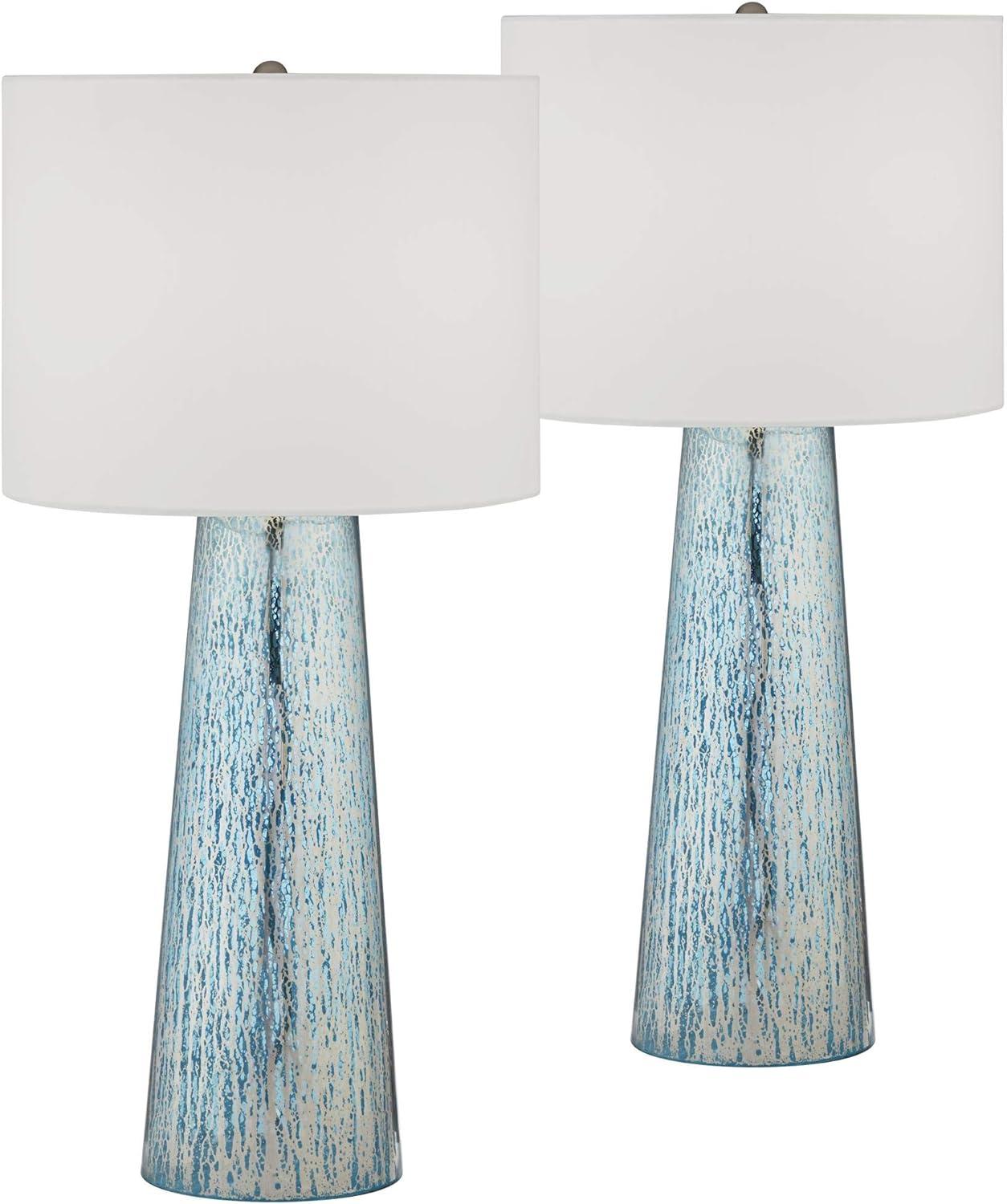 360 Lighting Marcus Modern Table Lamp 30" Tall Mercury Glass Column Shape White Drum Shade for Bedroom Living Room Bedside Nightstand Office Kids Home