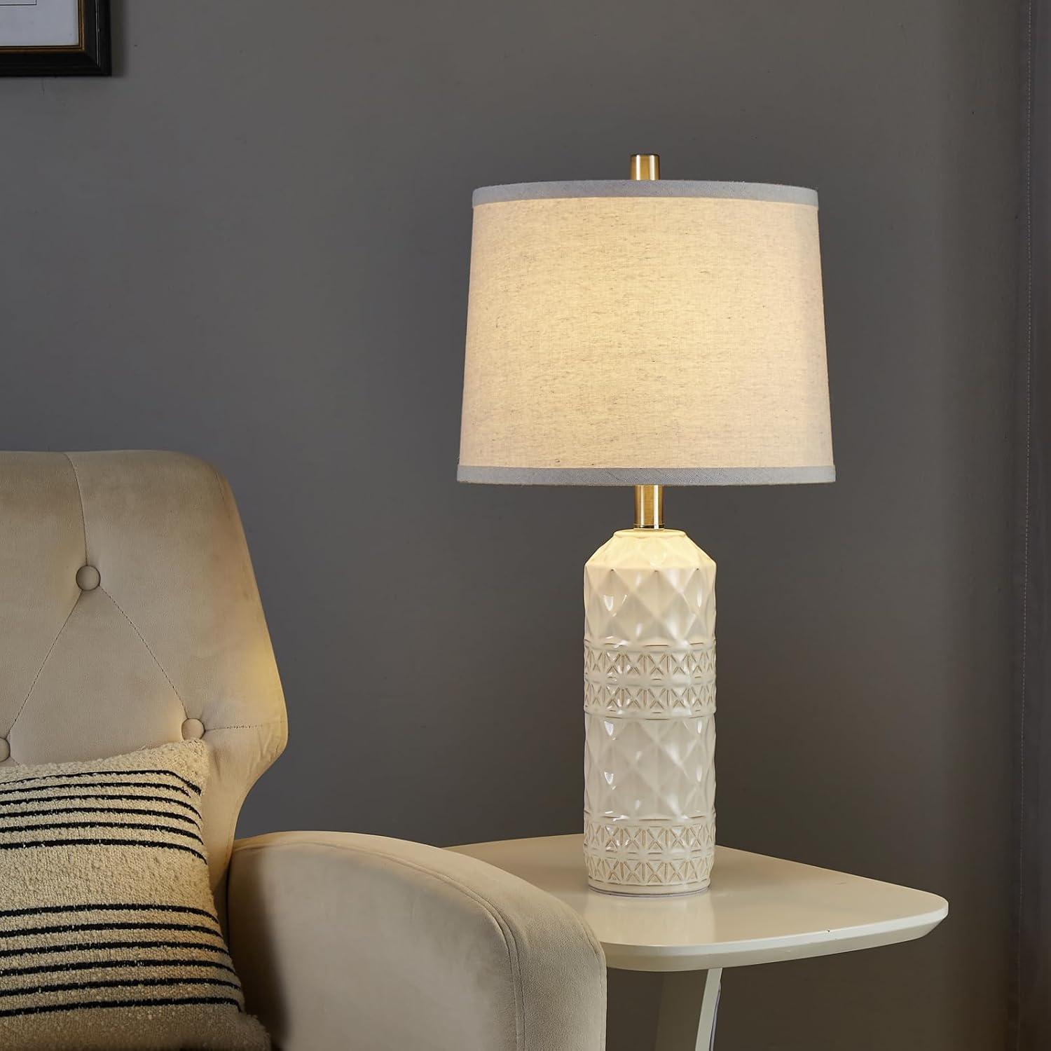 Lamp Shades Set of 2, Drum Lamp Shades for Table Lamps 11.6" Top x 12.6" Bottom x 9.8" High (Spider Fitter), Natural Linen Medium Lampshades for Floor Lamps Bedside Lamps, Beige