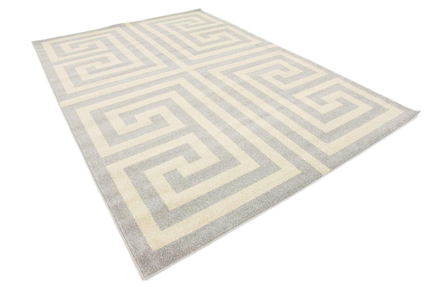 Unique Loom Athens Collection Area Rug - Greek Key (7' 1" x 10' Rectangle Gray/Beige)