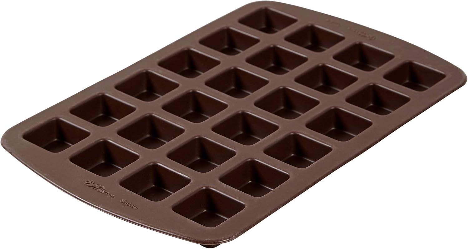 Non-stick Brown Silicone Square Baking Mold, 24-Cavity