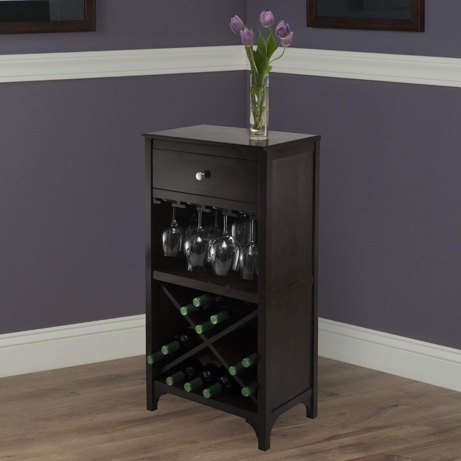 X-Shelf Drawer Wine Cabinet Wood/Coffee - Winsome