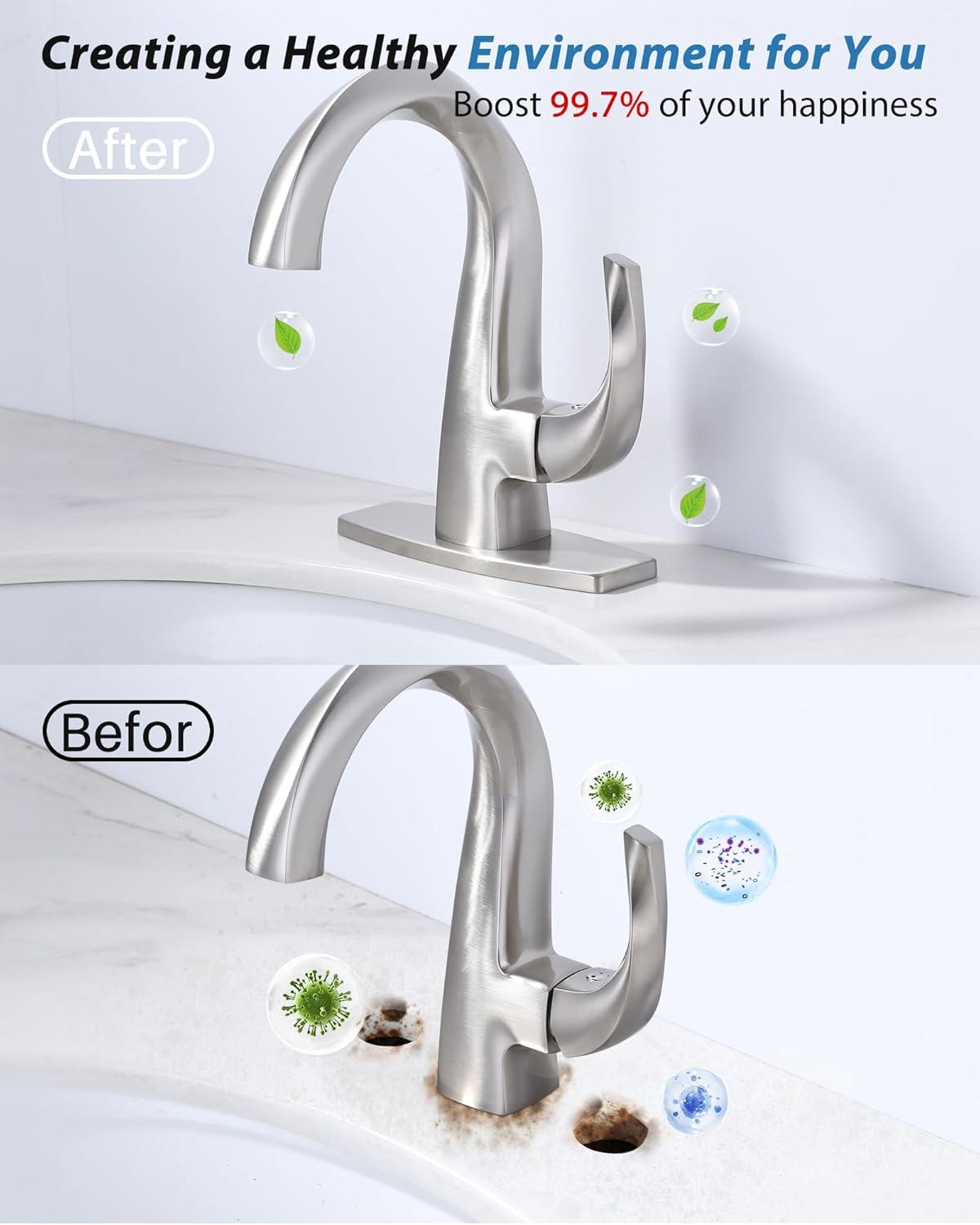 BWE 6.3 Inch Sink Hole Cover Bathroom Vessel Vanity Sink Faucet Rectangle Cover Deck Plate for 1 Or 3 Hole Escutcheon Brushed Nickel