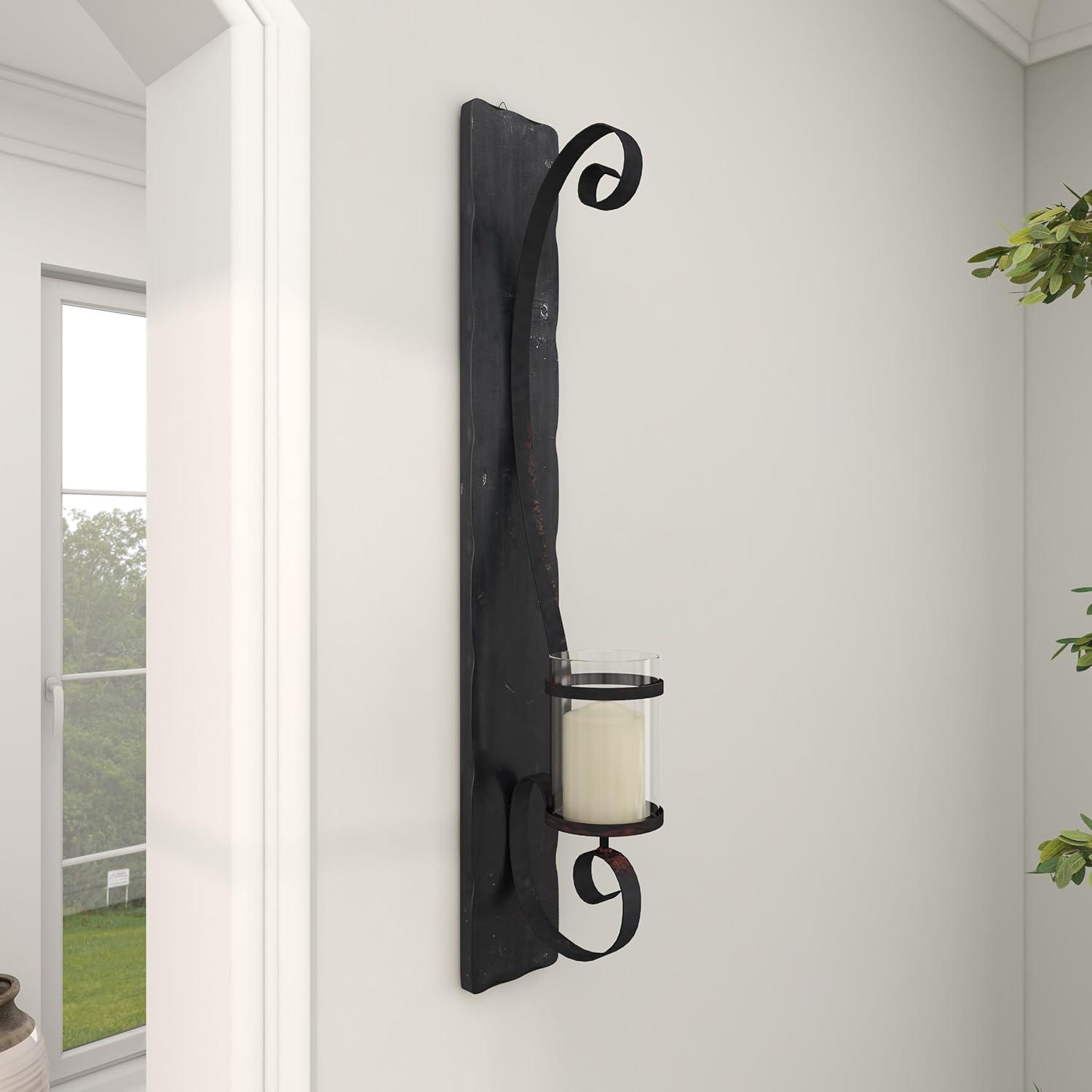 DecMode Bronze Metal Geometric Handmade Pillar Wall Sconce with Smoked Glass