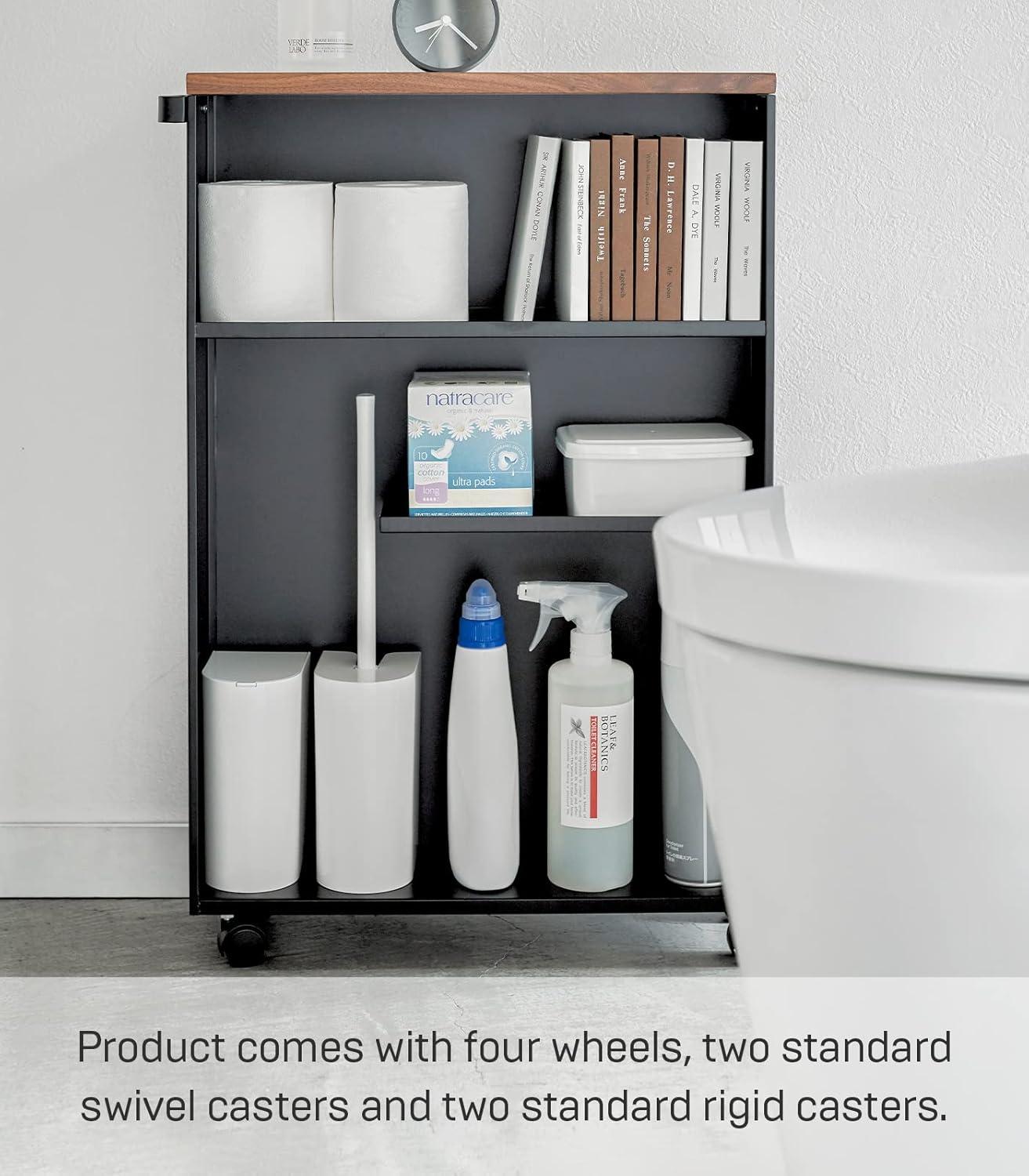 Yamazaki Slim Rolling Bathroom Cart with Handle