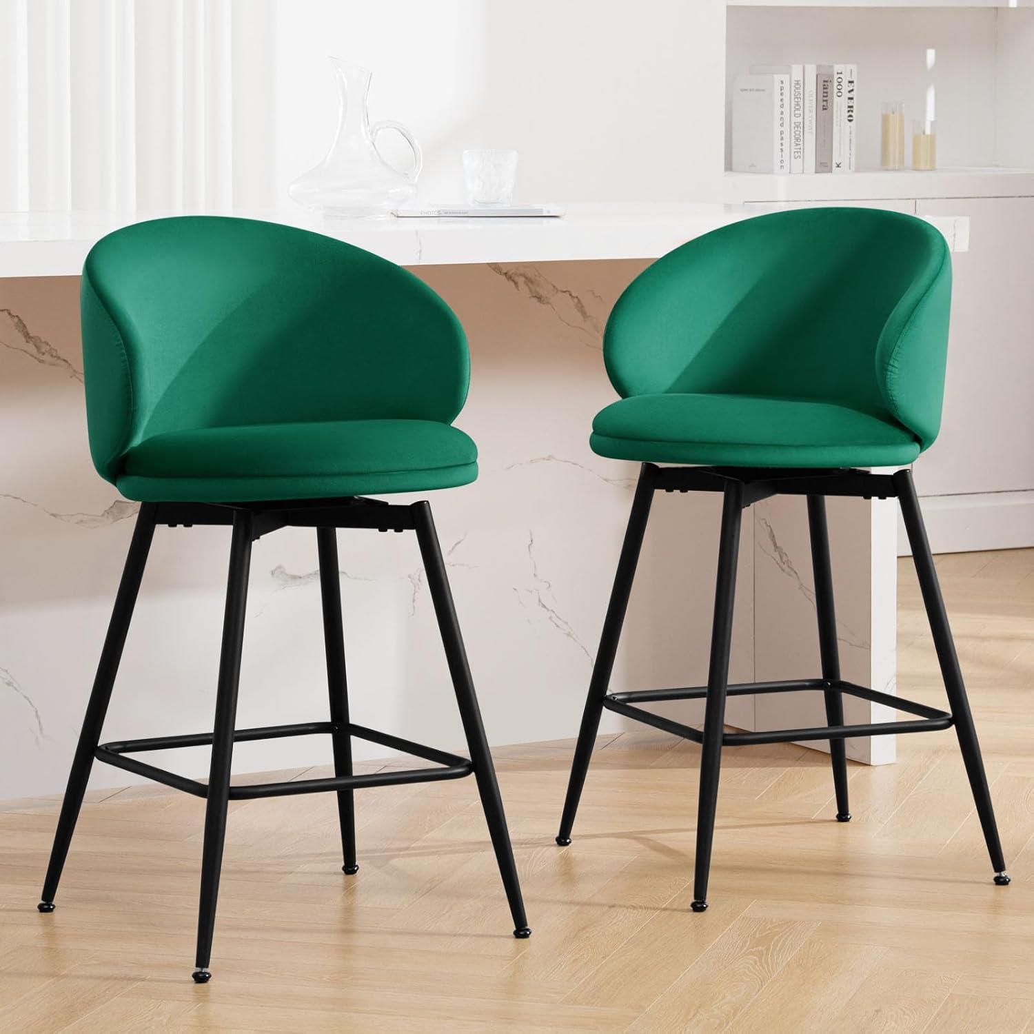 Swivel Upholstered Counter Height Bar Stools (Set of 2)