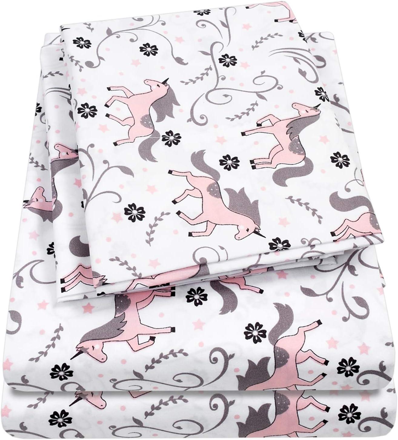 Kids Unicorn Printed Microfiber Sheet Set