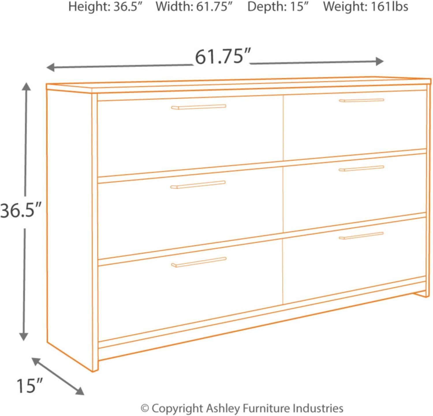 Coastal Charm Smokey Gray 6-Drawer Dresser with Modern Handles