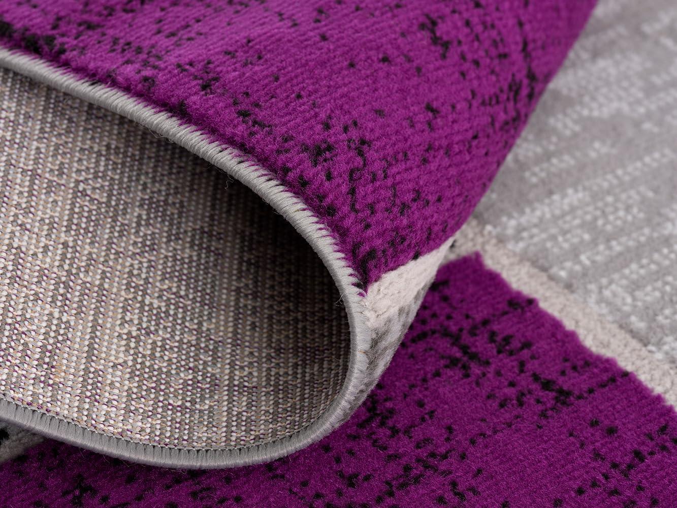 Alfombra Rectangular Geométrica Púrpura Verena de 5' x 7' para Entrada, Sala de Estar, Comedor, etc.