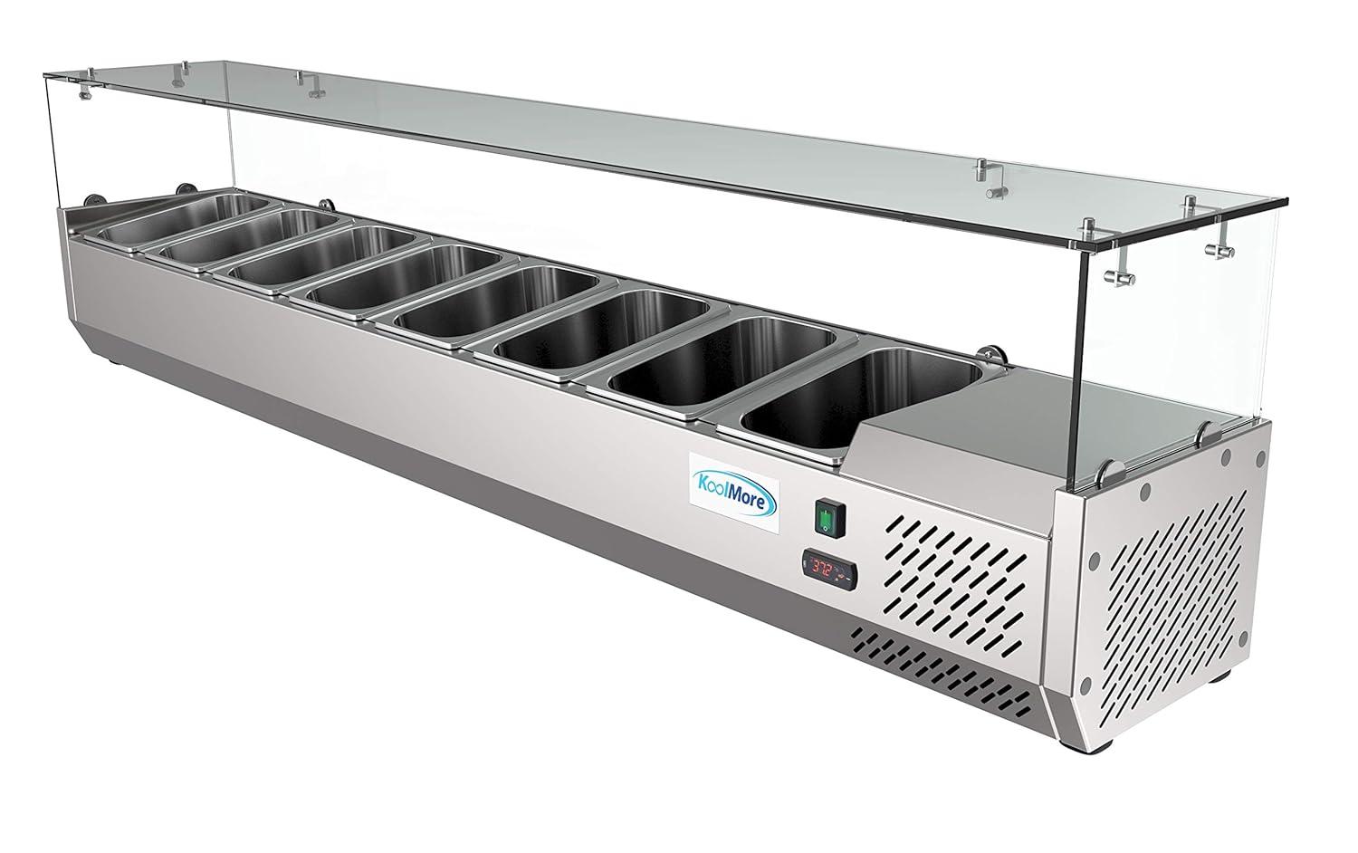 KoolMore 71 in. Eight Pan Refrigerated Countertop Condiment Prep Station