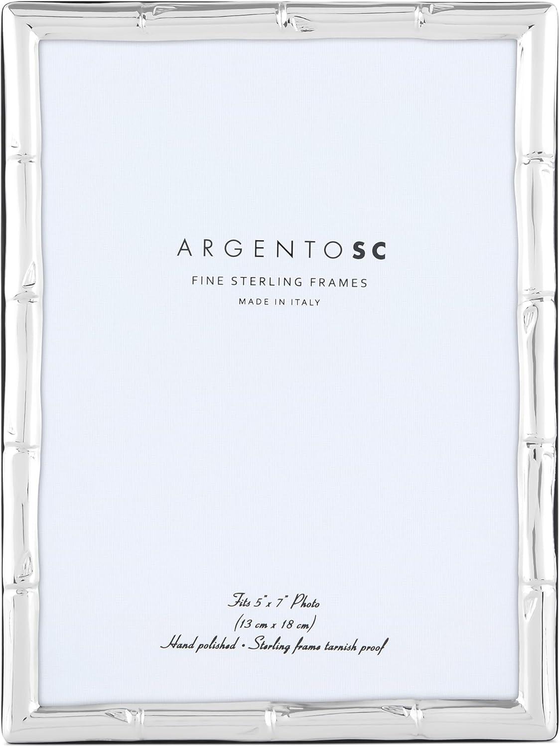 Bamboo Sterling Silver Picture Frames - Handmade in Italy, Tarnish-free, Silver Picture Frame with Dual Easel for Portrait & Landscape Display, Exceptional Gift for Any Occasion (4X6)