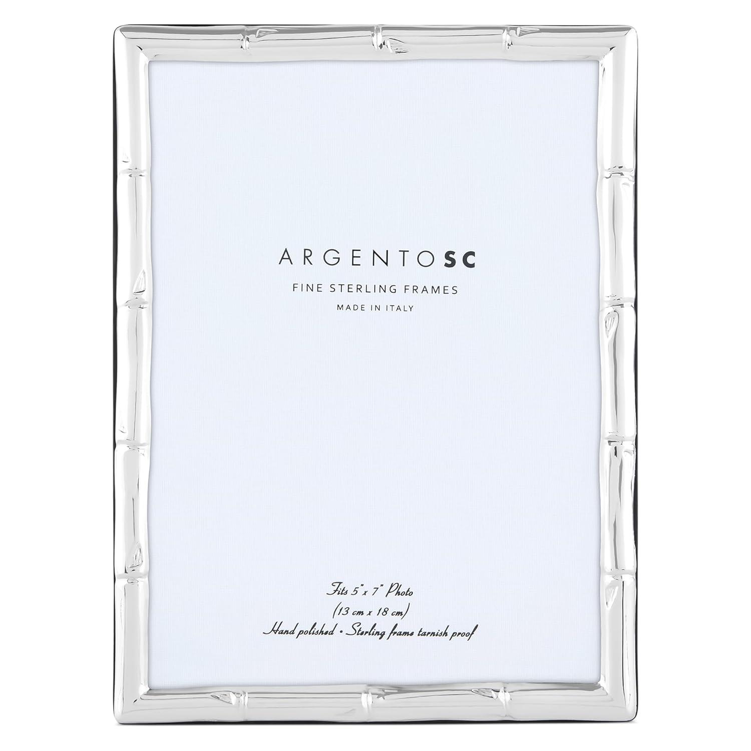 Bamboo Sterling Silver Picture Frames - Handmade in Italy, Tarnish-free, Silver Picture Frame with Dual Easel for Portrait & Landscape Display, Exceptional Gift for Any Occasion (4X6)
