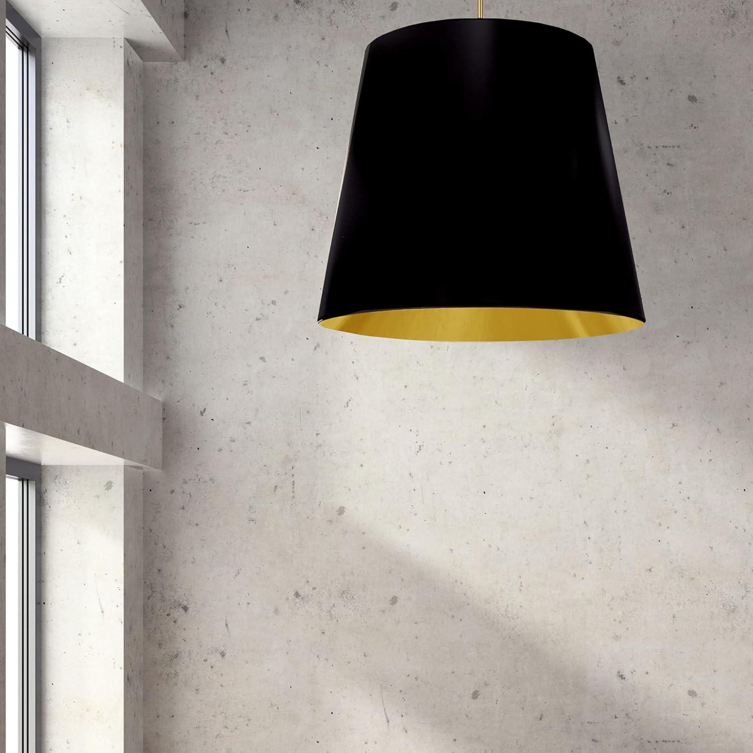Gold and White Oversized Drum Pendant Light