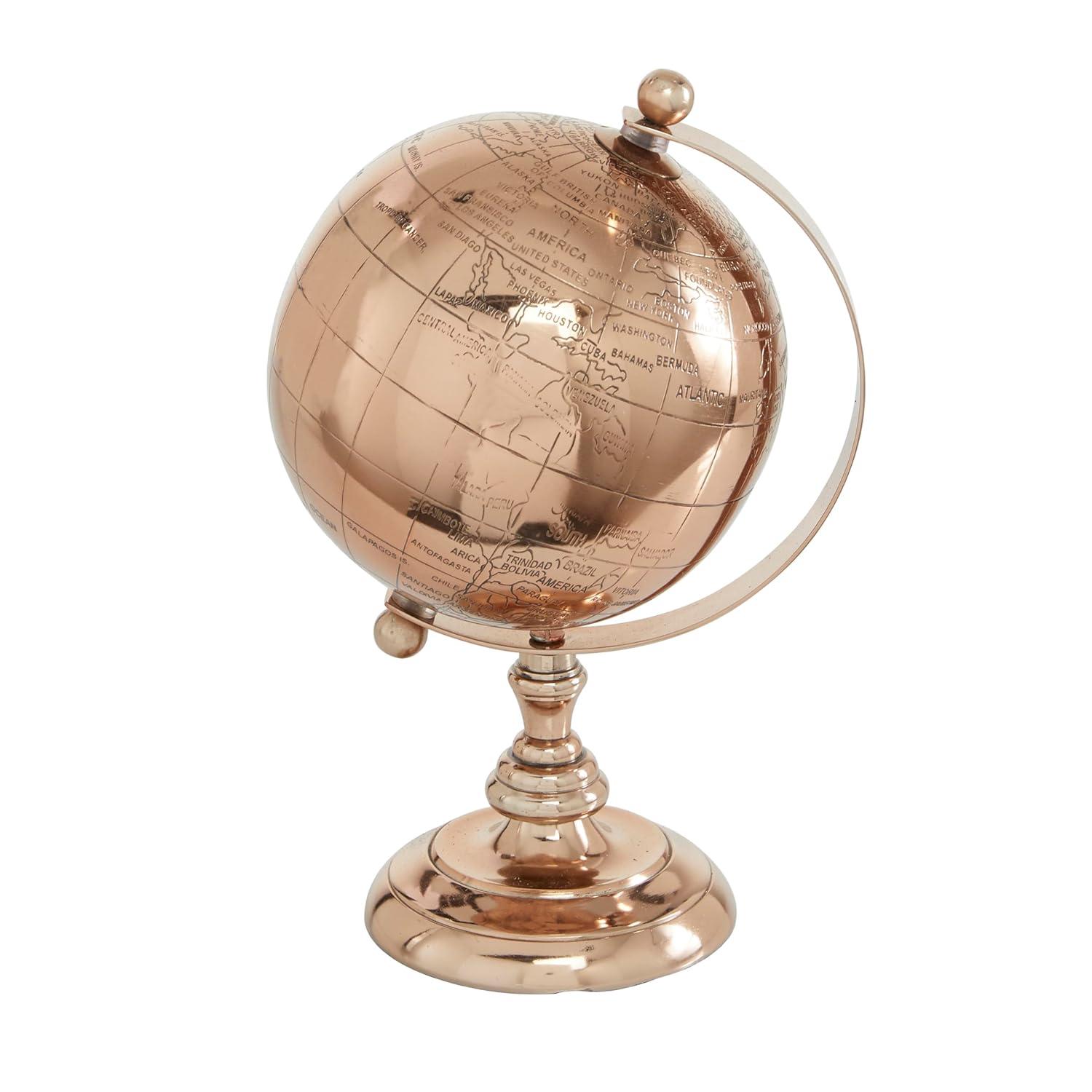 Novogratz Aluminum Metal Educational/Geographic Earth Rose Gold Globe
