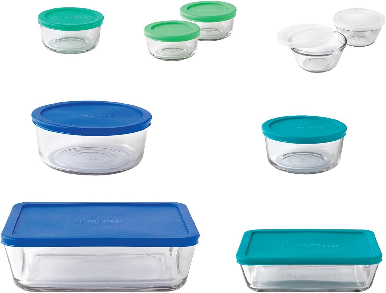 Anchor Hocking 20-Piece Clear Glass Food Storage Set with Multicolor Lids