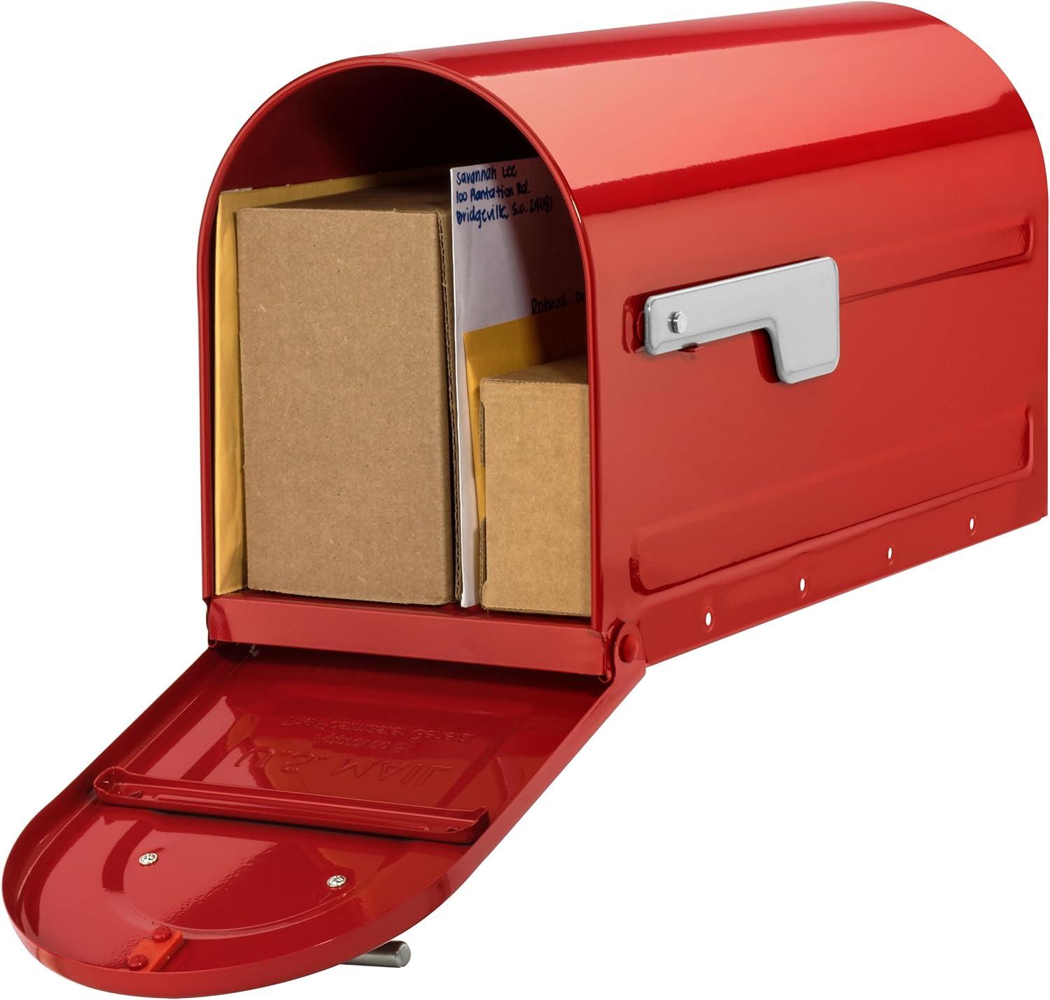 Large Red Aluminum Post Mount Mailbox