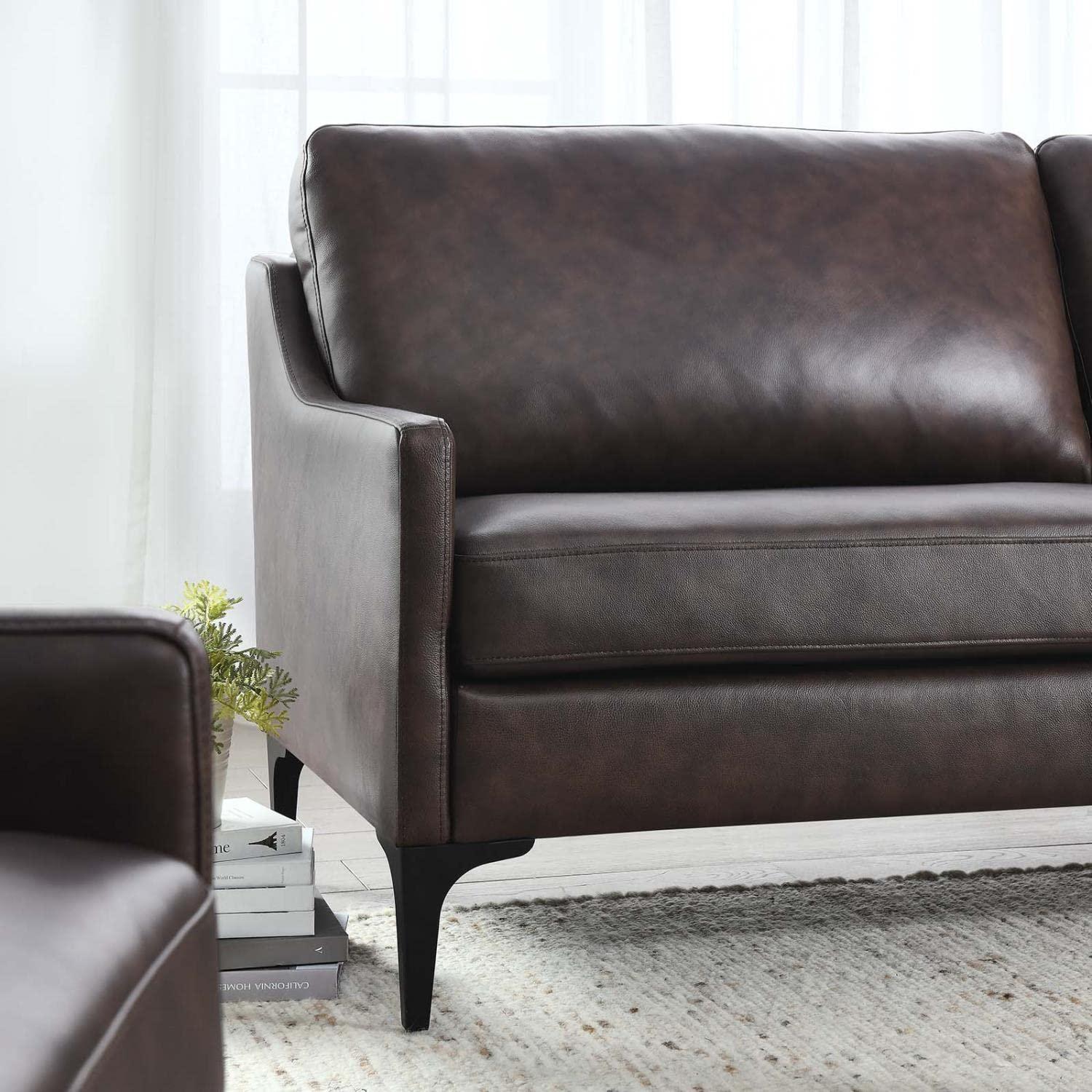 Corland Leather Sofa-EEI-6018-BRN