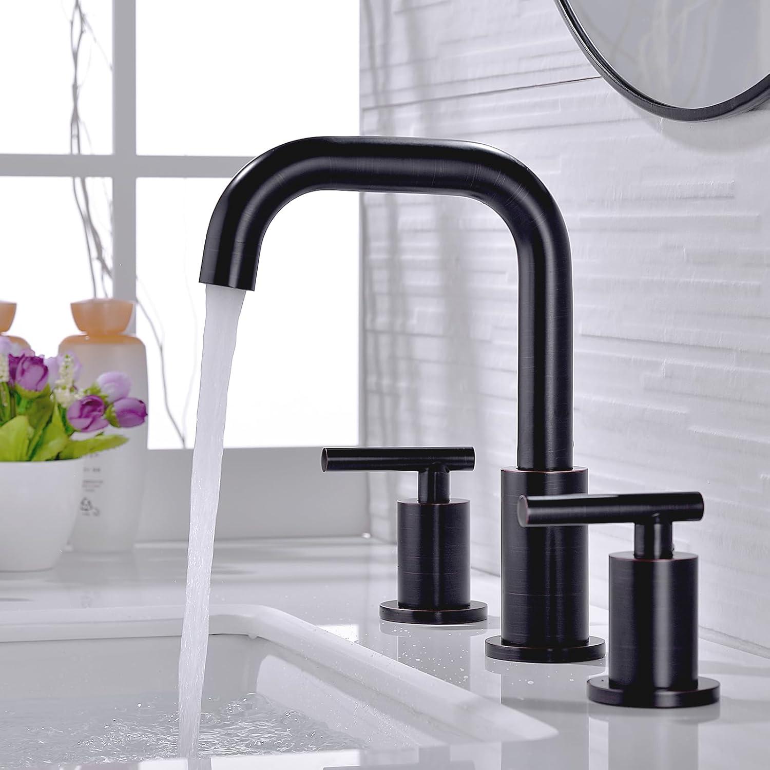 Oil Rubbed Bronze 8-Inch Widespread Double Handle Bathroom Faucet