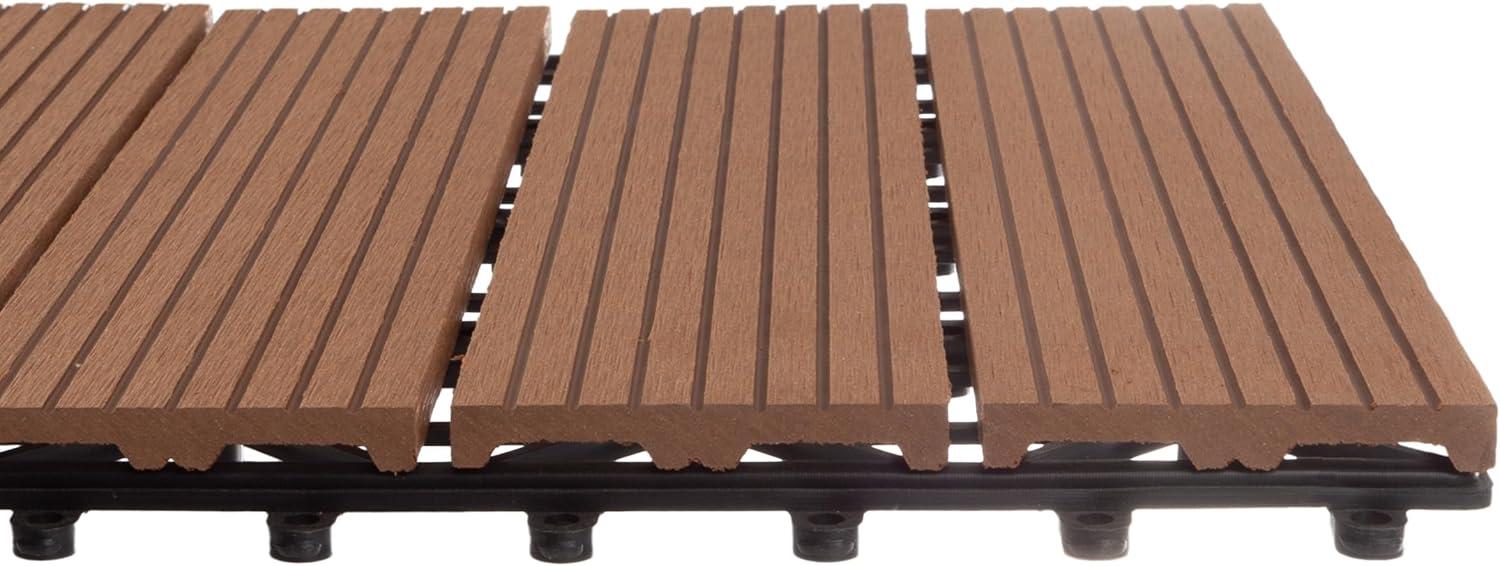 Pure Garden 11.63" x 11.63" Interlocking Deck Tile - Patio Tiles (Set of 30)
