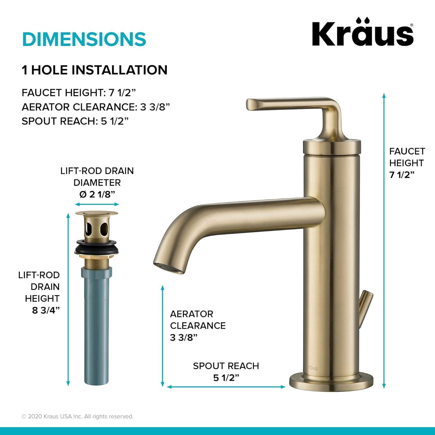 Ramus Single Handle Vessel Sink Bathroom Faucet with Drain Assembly