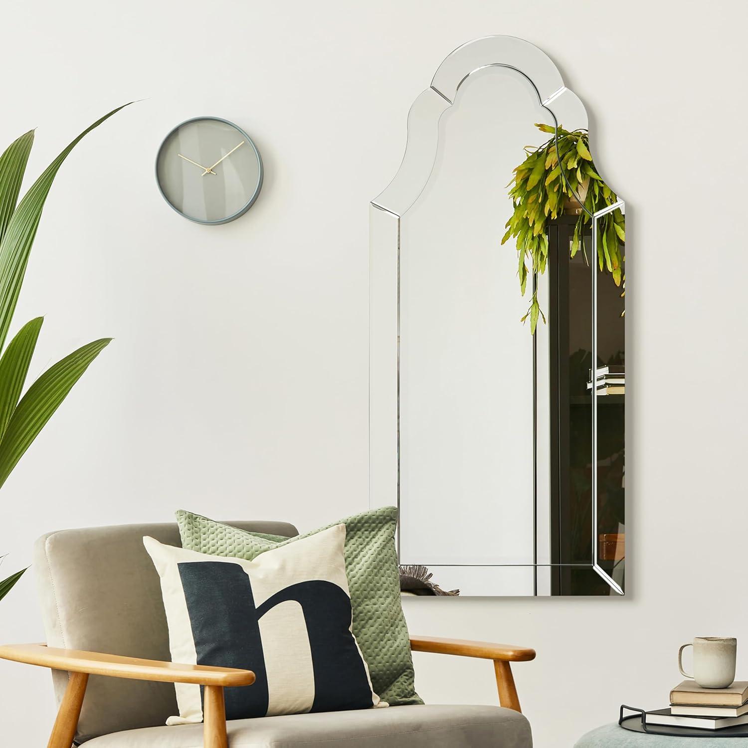 Empire Art Direct Arch Elegant Beveled Wall Mirror I Bathroom, Vanity, Bedroom Mirror - Clear - 20 x 44