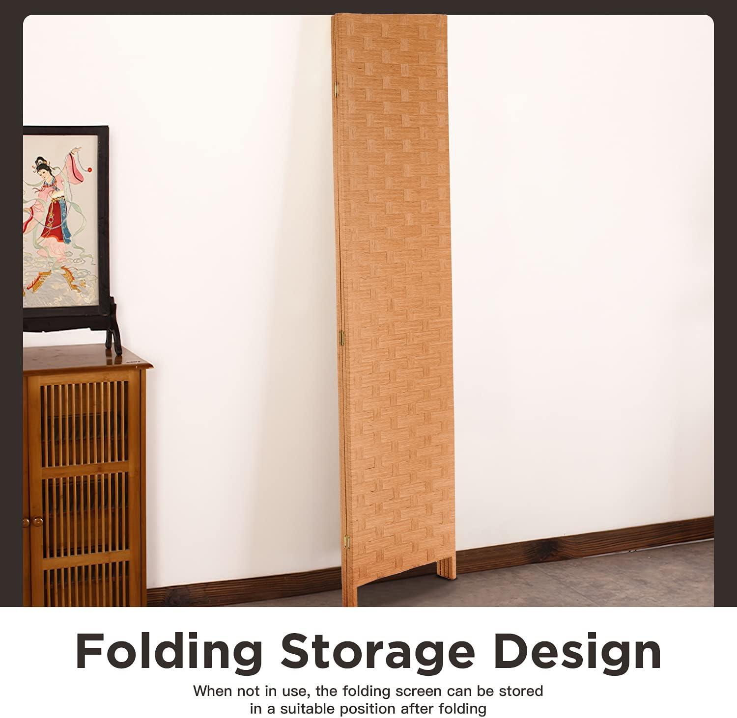 FDW Room Divider Wall Divider Wood Screen Wood Mesh Hand-Woven Design Room Screen Divider Indoor Folding Portable Partition Screen