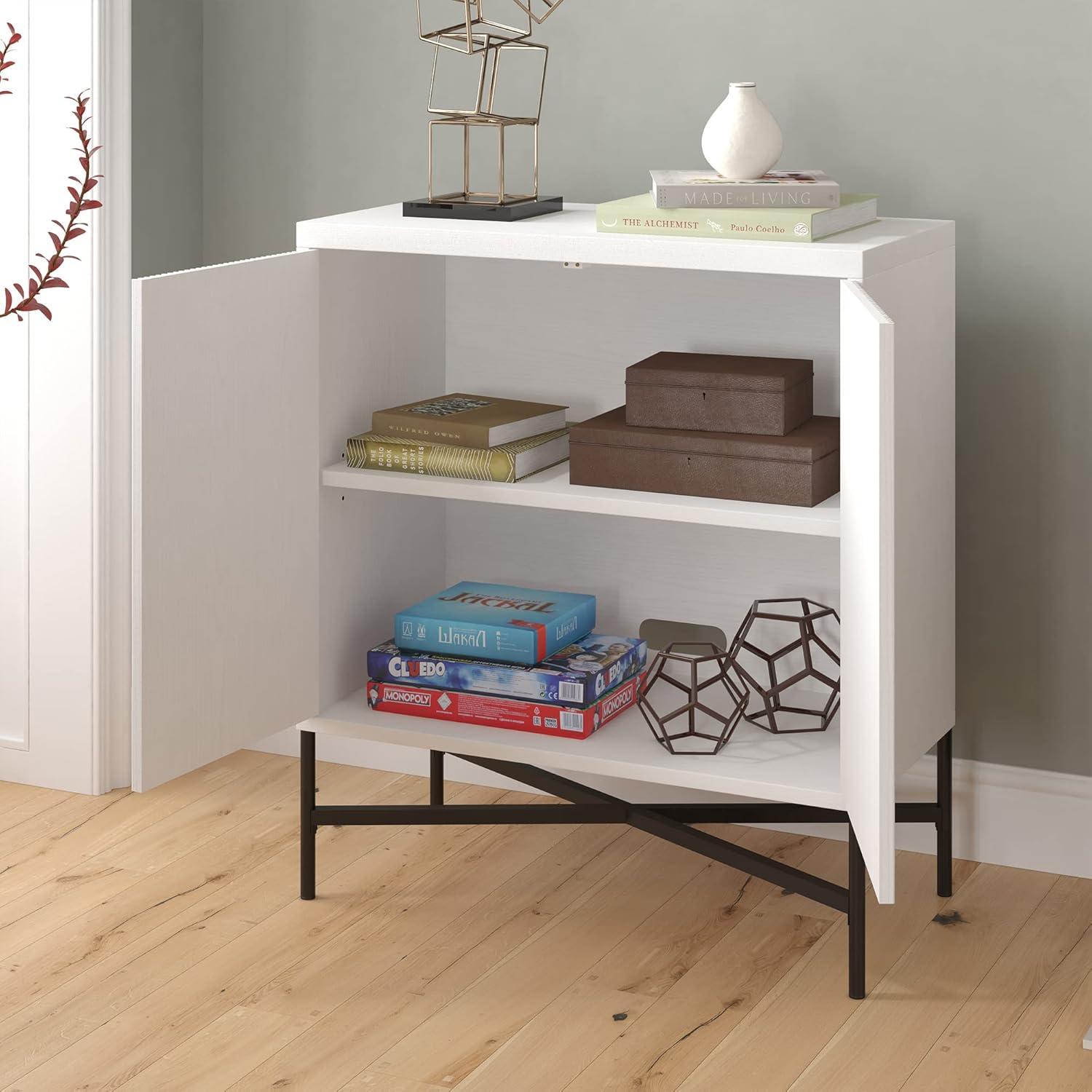 Brighton Compact White 28" Office Accent Cabinet with Adjustable Shelf