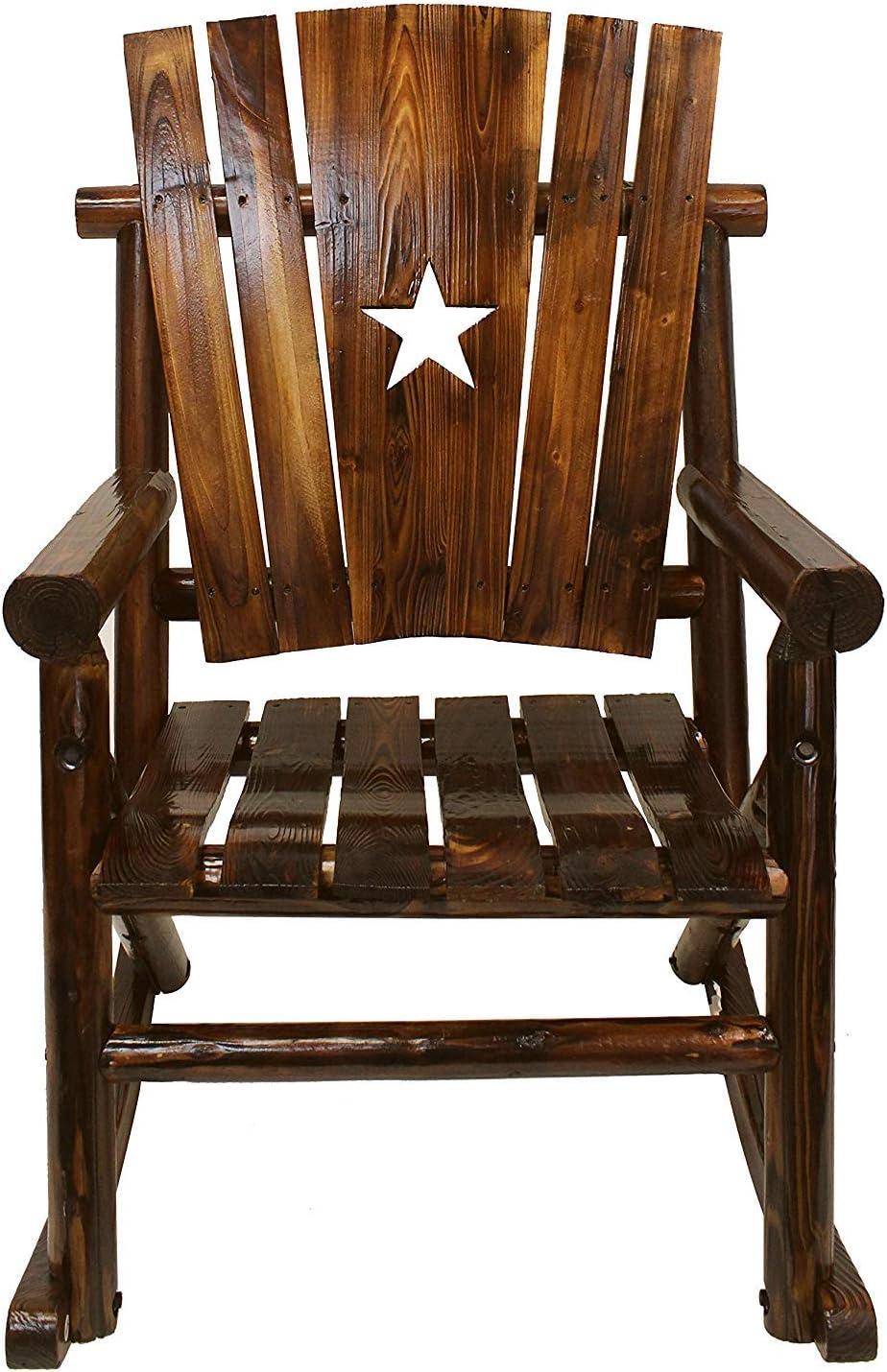 Leigh Country TX 93605 Char-log Adult Outdoor Rocker with Star Cutout Brown