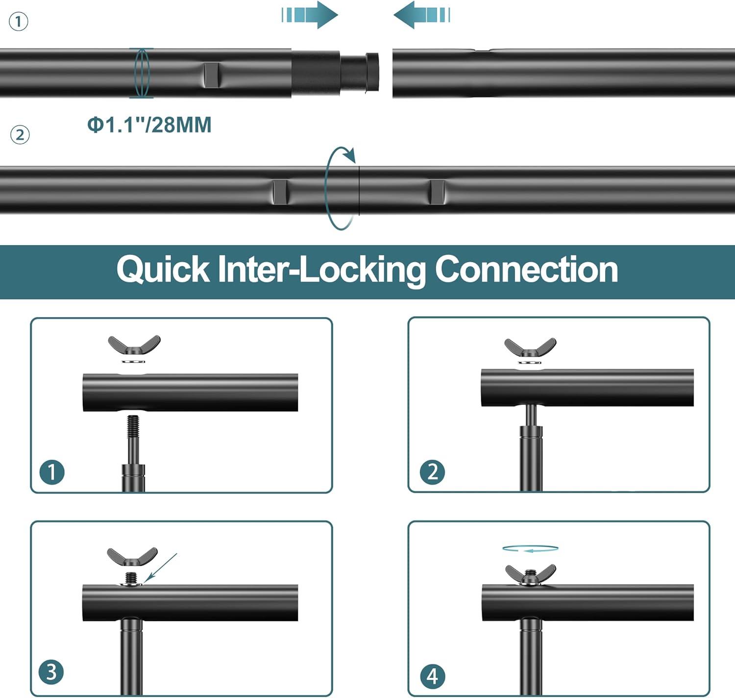 FUDESY Photo Video Studio 10 x 10Ft Heavy Duty Adjustable Backdrop Stand,Background Support System for Photography with Carry Bag, 6 Pcs Clip Clamps