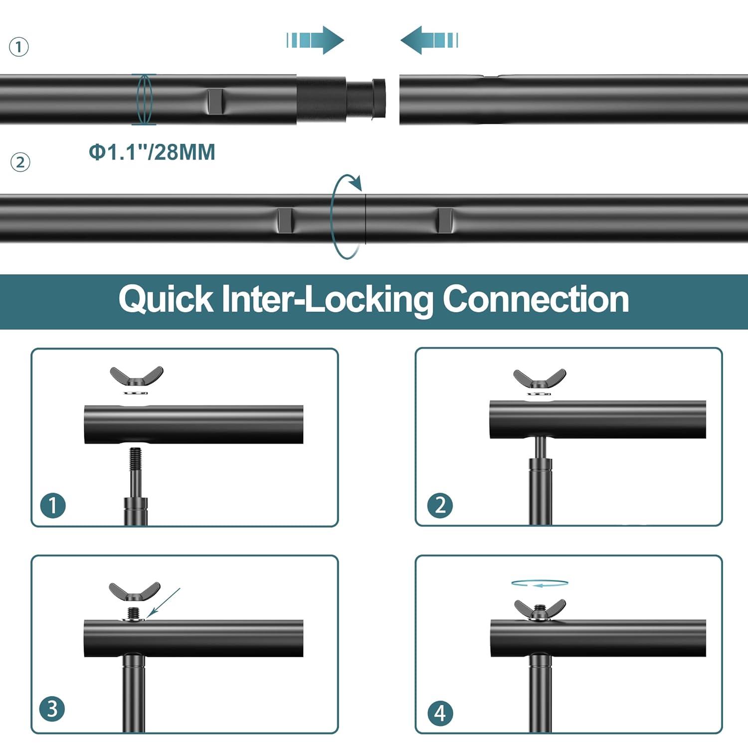 FUDESY Photo Video Studio 10 x 10Ft Heavy Duty Adjustable Backdrop Stand,Background Support System for Photography with Carry Bag, 6 Pcs Clip Clamps