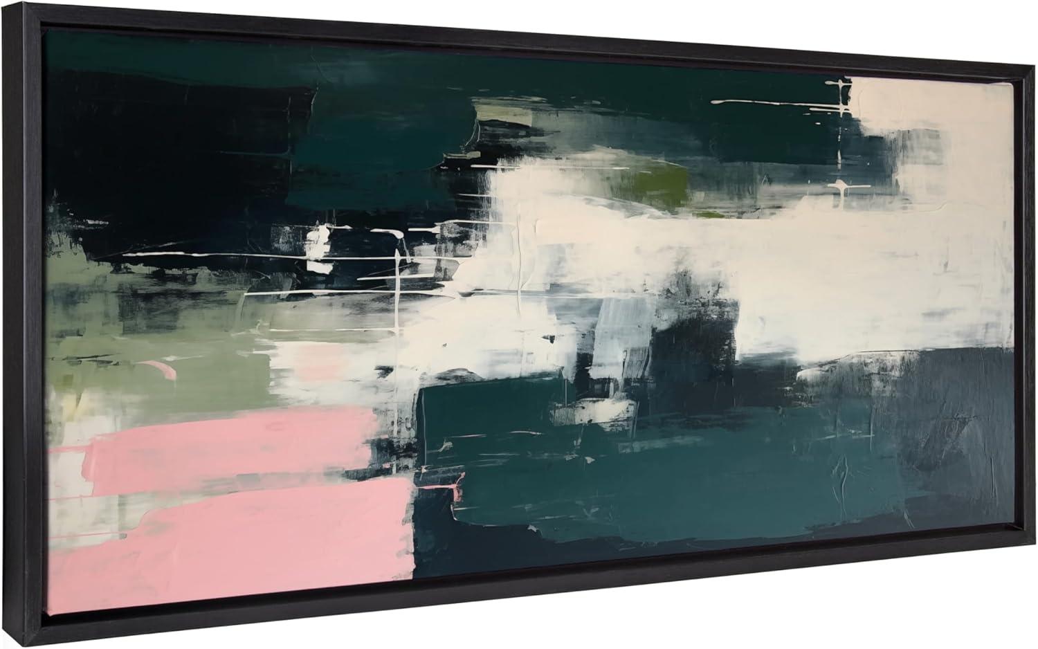 Kate & Laurel All Things Decor 18"x40" Sylvie Emerald Blush Framed Canvas by Amy Lighthall Black