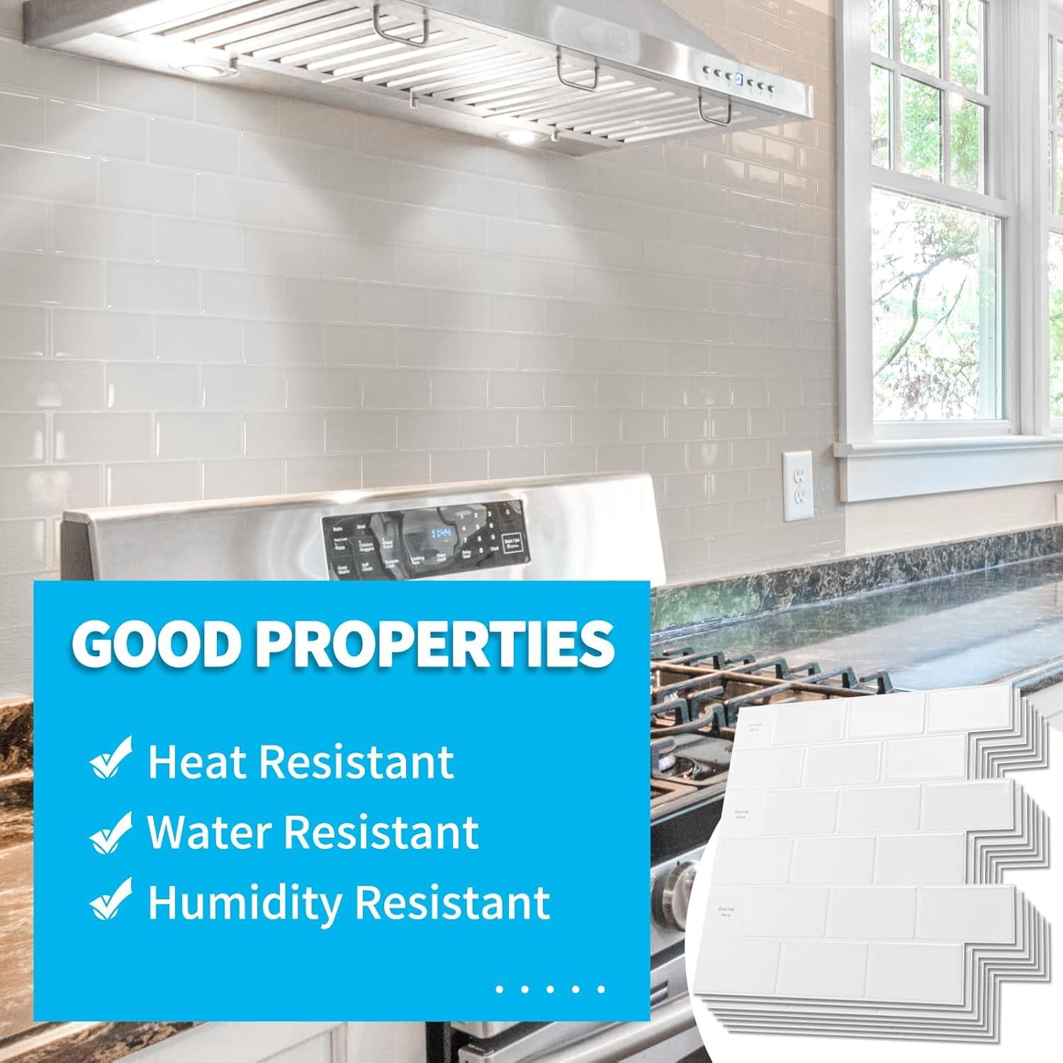 Art3d 10-Sheet Peel and Stick Backsplash Tile for Kitchen, Textured Self-Adhesive Subway Wall Tile for Kitchen Bathroom Laundry Room, Enhanced Backing Adhesion & Thicker Design - 12"x12" White