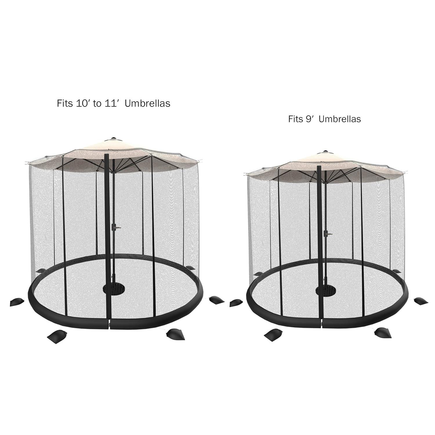 Pure Garden 50-LG1205 10-11 ft. Bug Screen for Table Umbrella Mosquito Net, Black