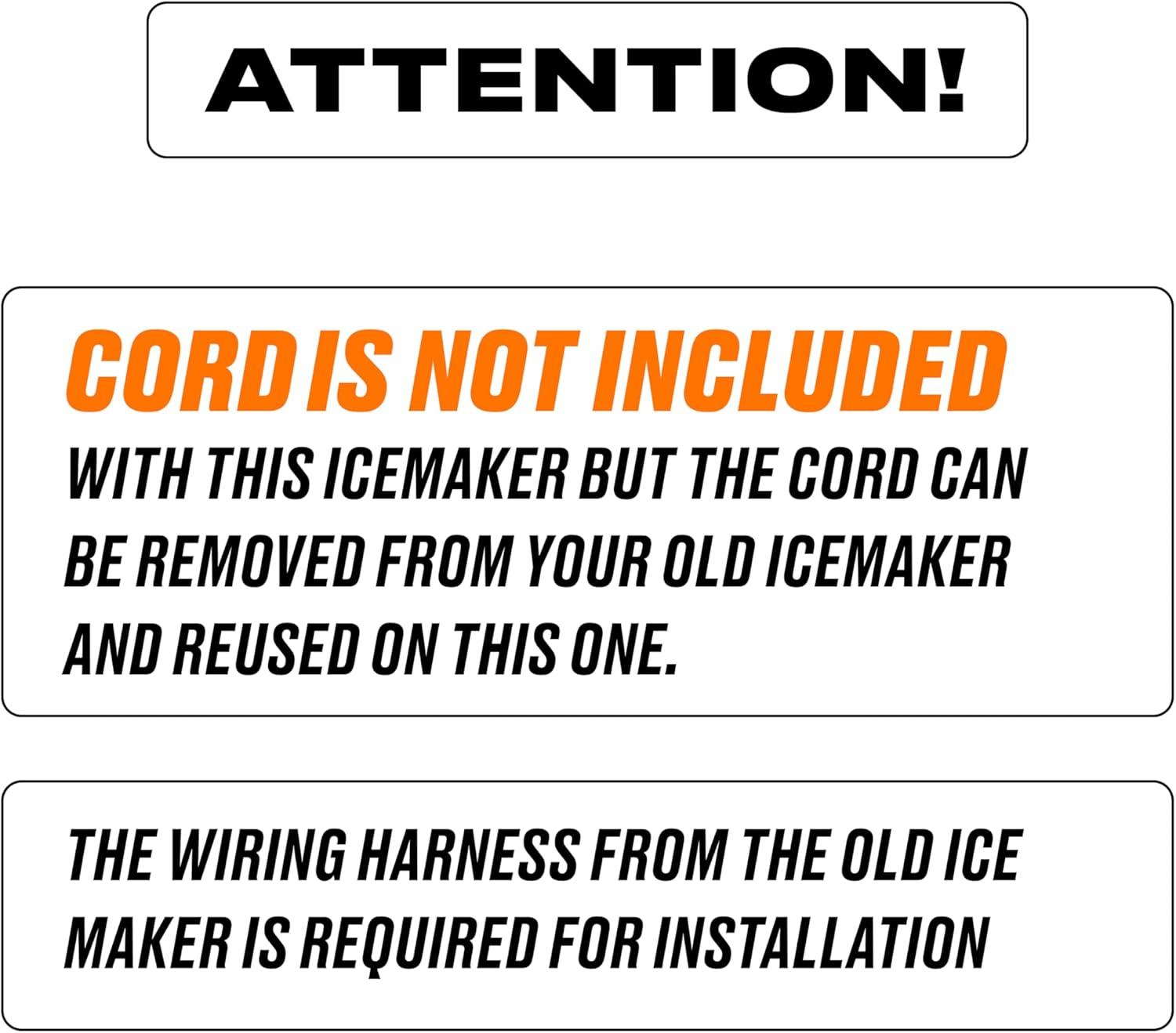 White and Black Electric Ice Maker Replacement for Whirlpool Refrigerators