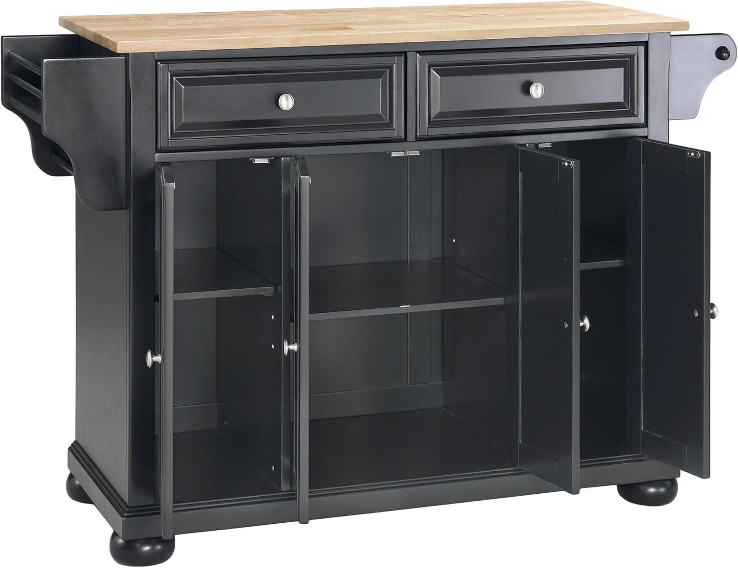 Alexandria Wood Top Full Size Kitchen Island/Cart Mahogany - Crosley: 8 Shelves, 2 Drawers, Adjustable Storage