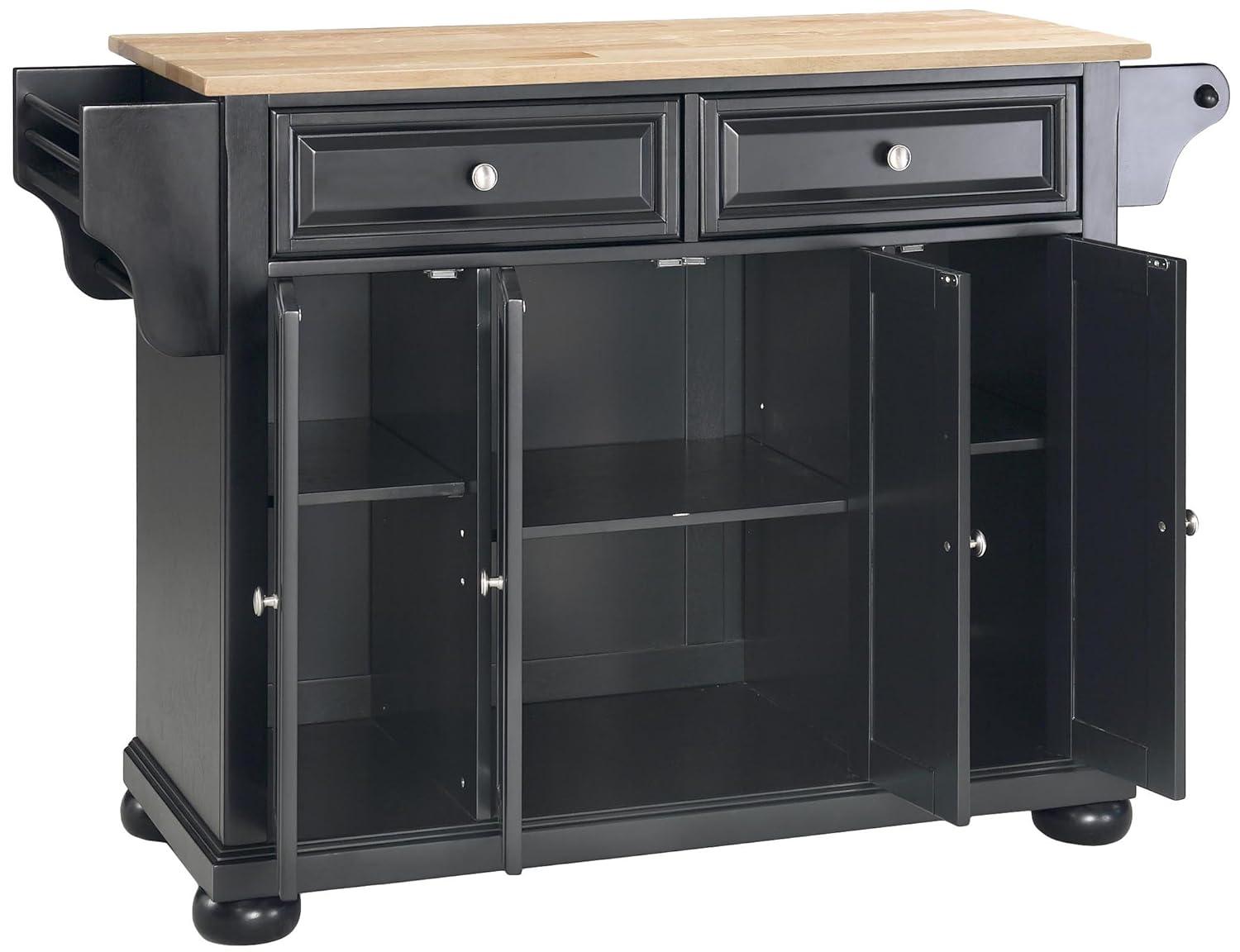 Alexandria Wood Top Full Size Kitchen Island/Cart Mahogany - Crosley: 8 Shelves, 2 Drawers, Adjustable Storage