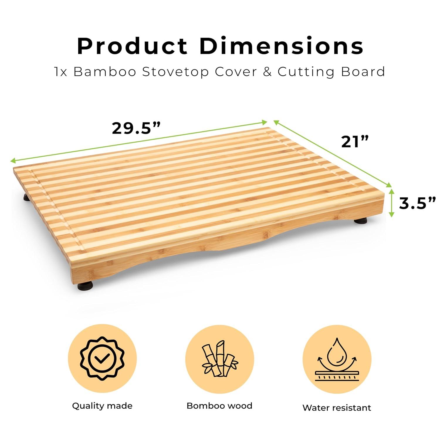 Prosumer's Choice Bamboo Stovetop Cover Cutting Board with Adjustable Legs - Large Size