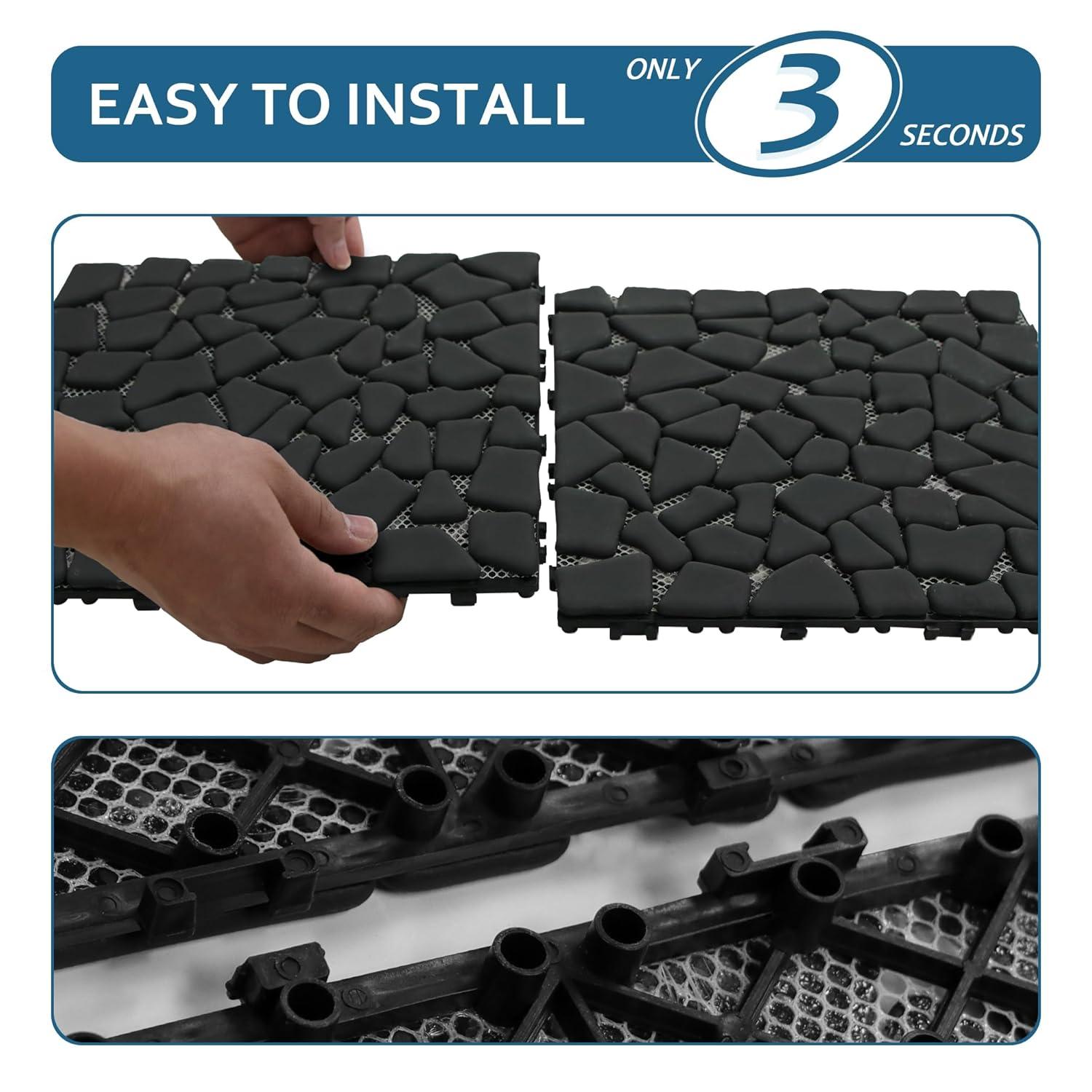 12'' L x 12'' W Stone Interlocking Deck Tile