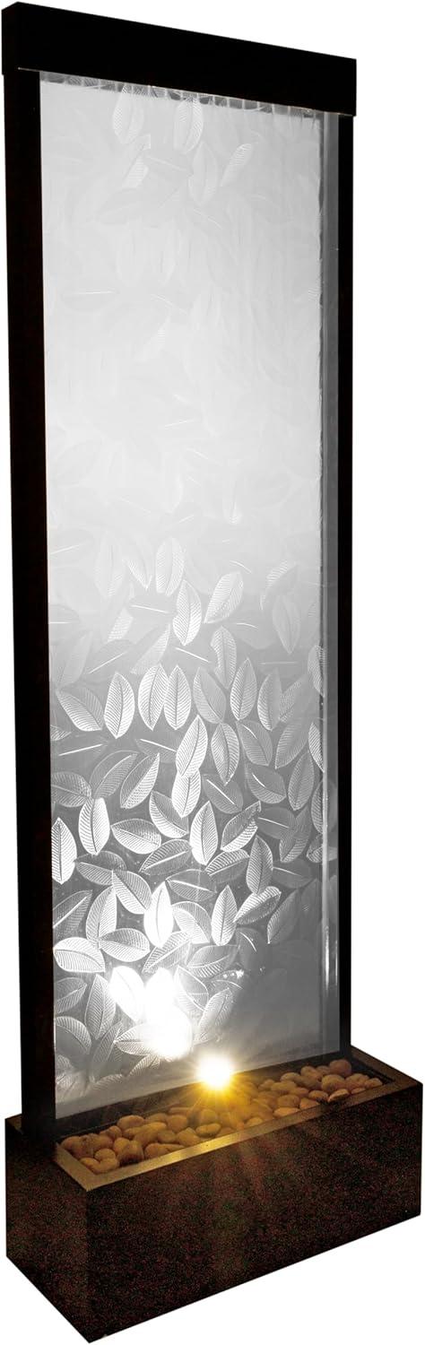 Alpine Corporation 72" Clear Glass Panel with Embossed Leaves Waterfall Fountain: Freestanding, Electric, Indoor/Outdoor Use