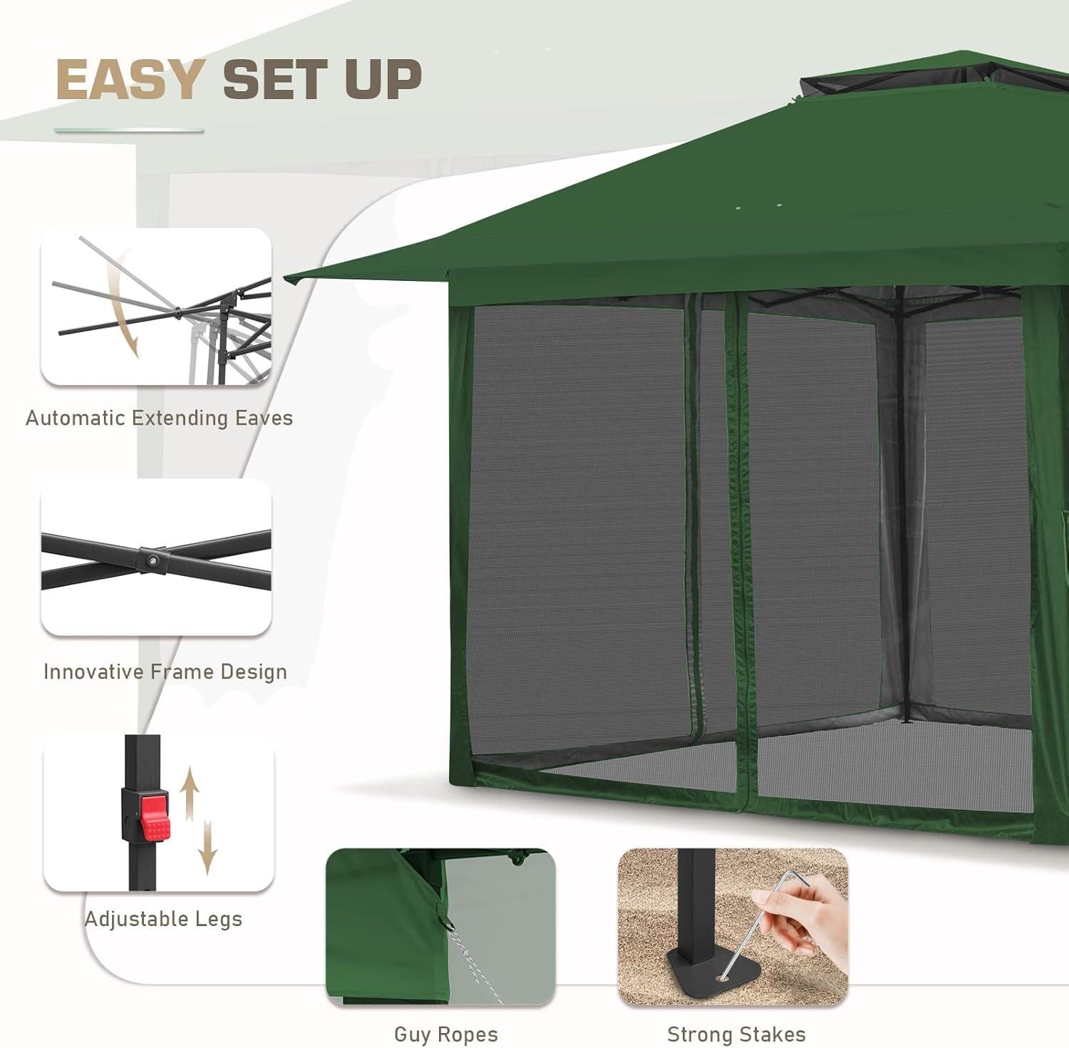EAGLE PEAK Pop up Patio Gazebo 13 Ft. W x 13 Ft. D Metal Patio