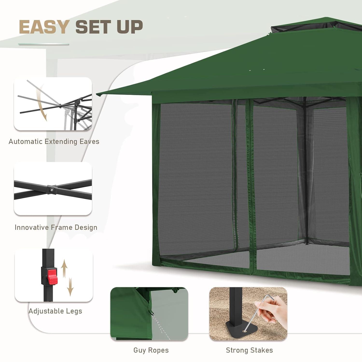 EAGLE PEAK Pop up Patio Gazebo 13 Ft. W x 13 Ft. D Metal Patio